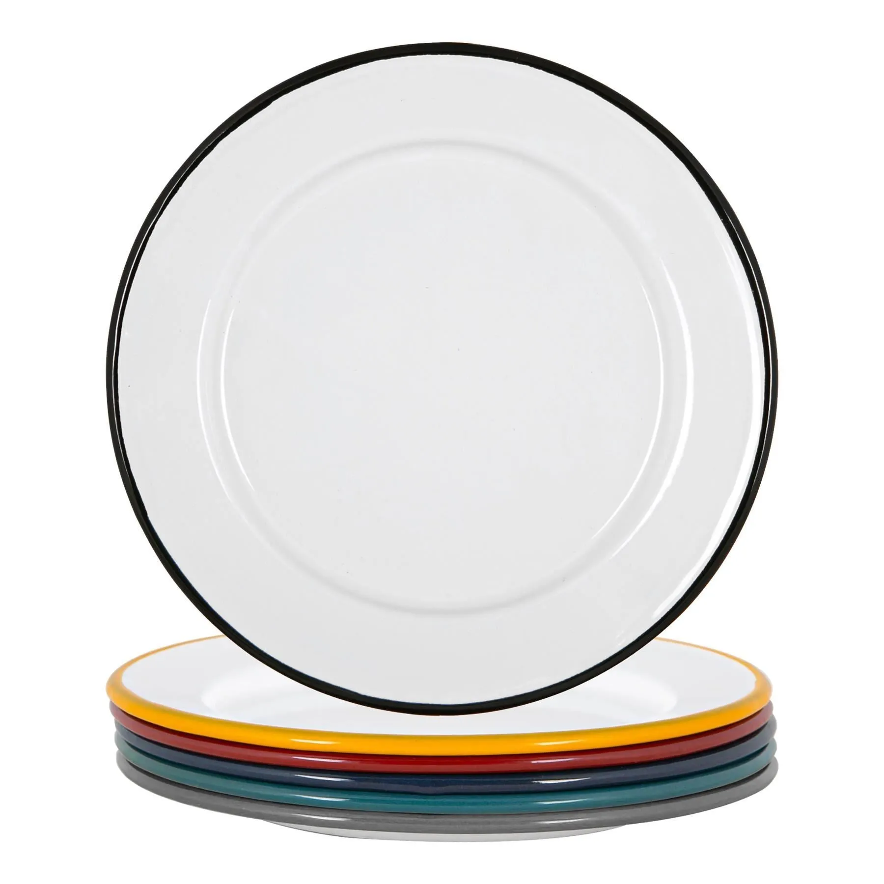 20cm White Enamel Side Plates - Pack of Six - By Argon Tableware