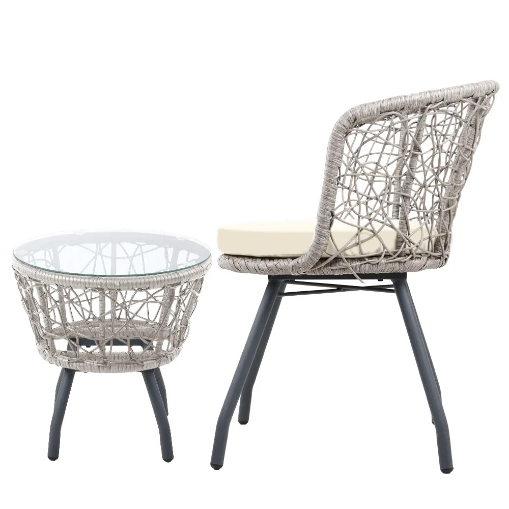 3PC UV-Resistant Outdoor Rattan Bistro Set - Gardeon