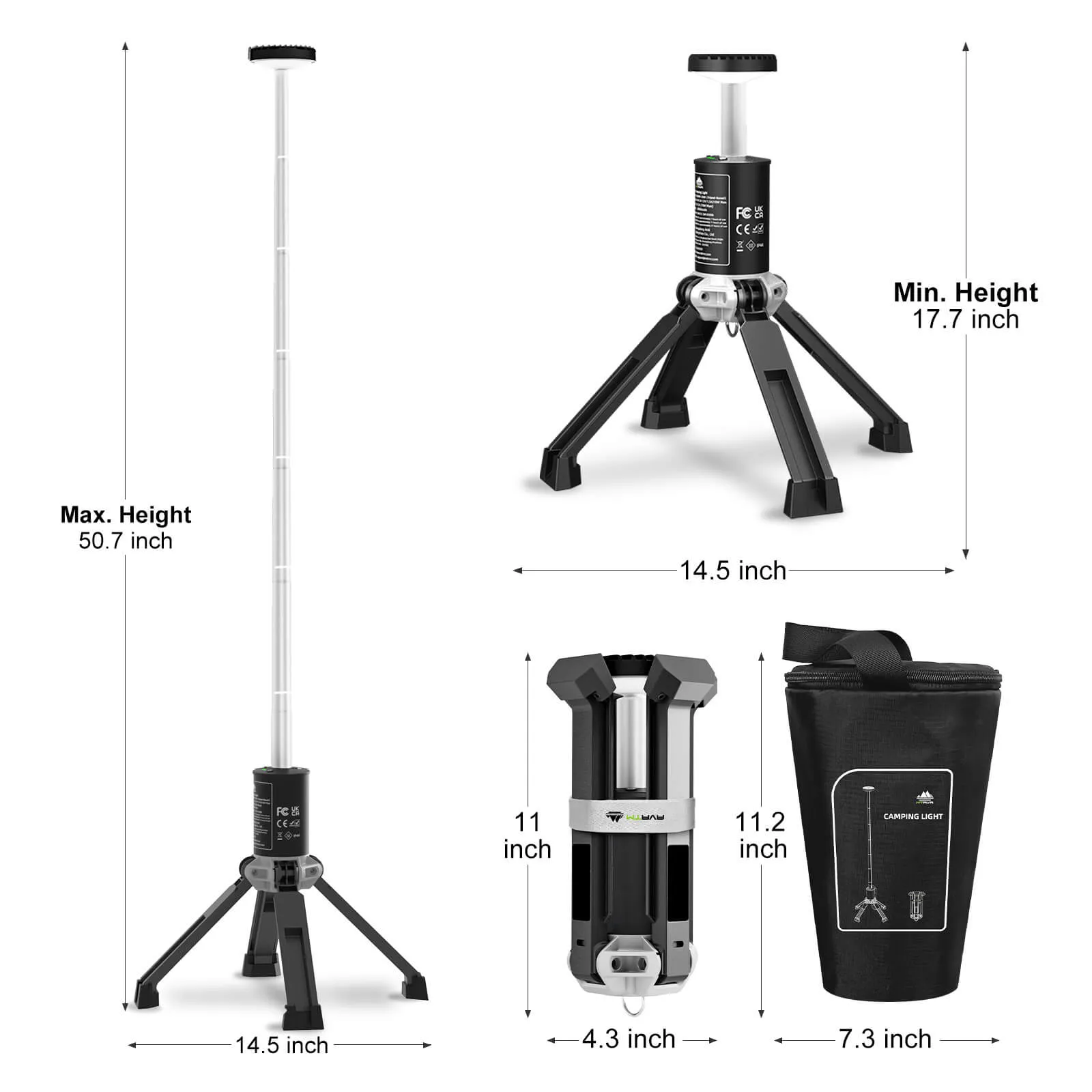 4-Pack: 2xBlack High Back Chairs 1xShort Table 1xLight