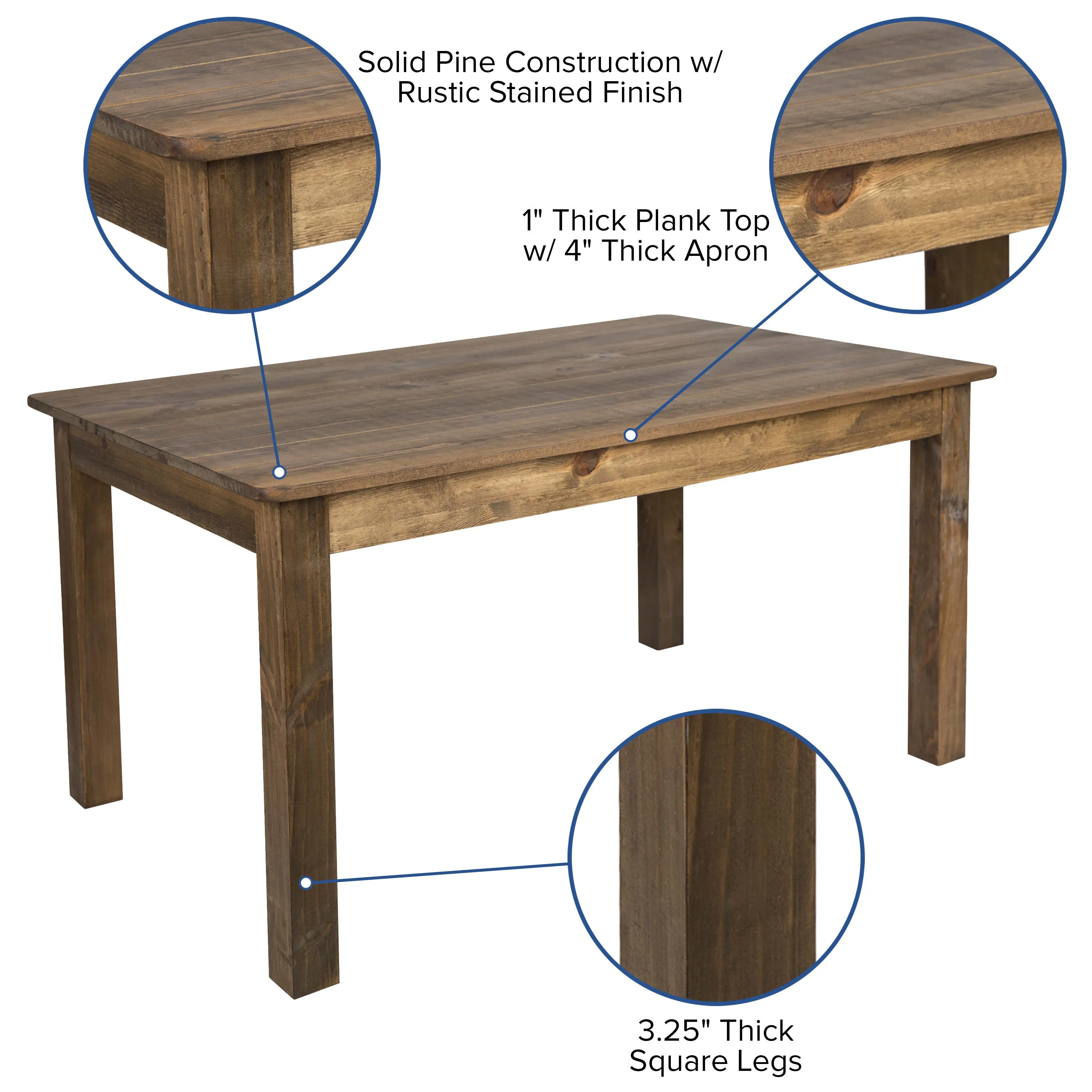 60" x 38" Farm Table Set with 4 Cross Back Chairs and Cushions