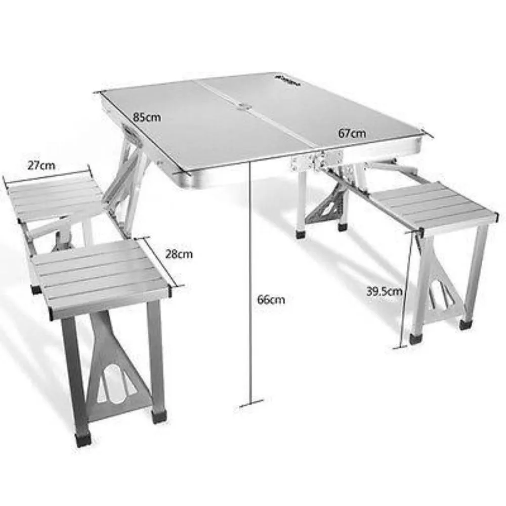 Aluminium Folding Portable Outdoor Set Table & 4 Chairs