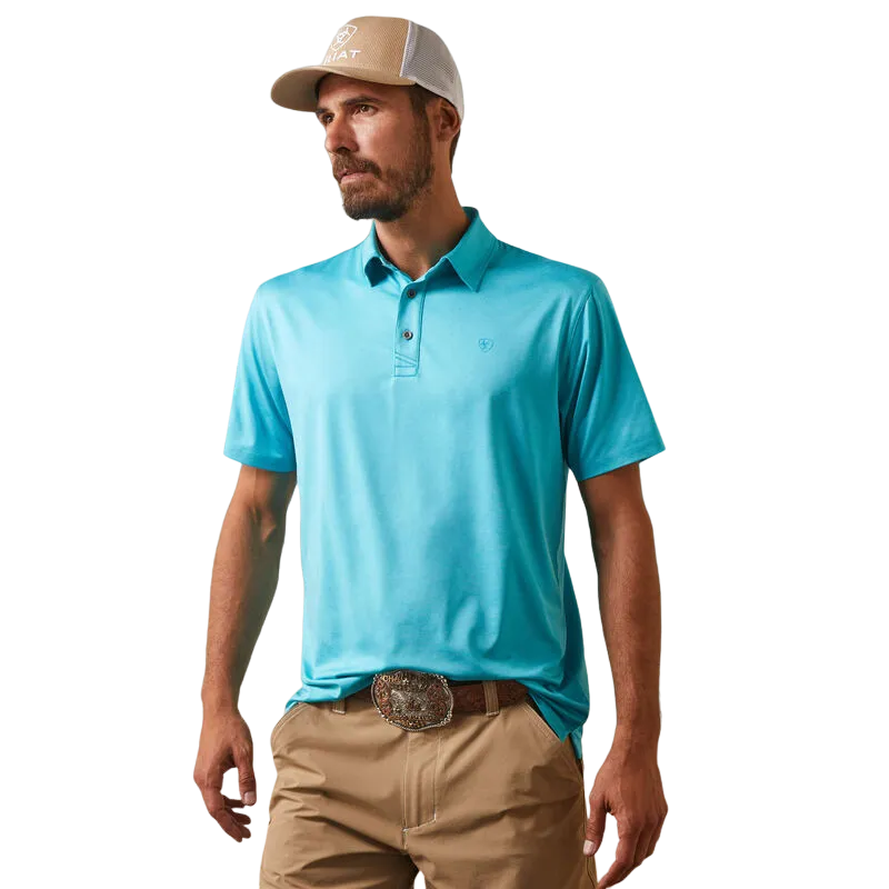 Ariat Men's Peacock Blue Charger 2.0 Fitted Polo