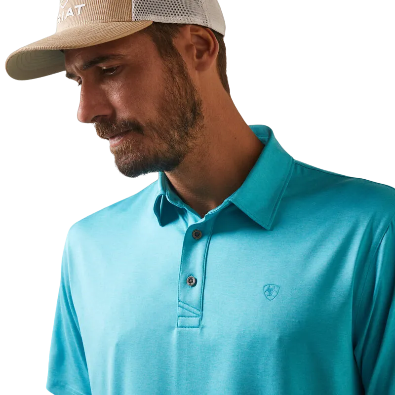 Ariat Men's Peacock Blue Charger 2.0 Fitted Polo