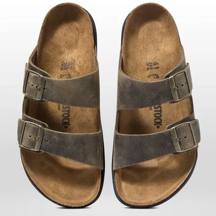 Arizona CT Men's Birkenstock Sandals, Khaki Oiled Leather