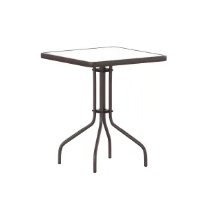 Barker 23.5'' Square Tempered Glass Metal Table