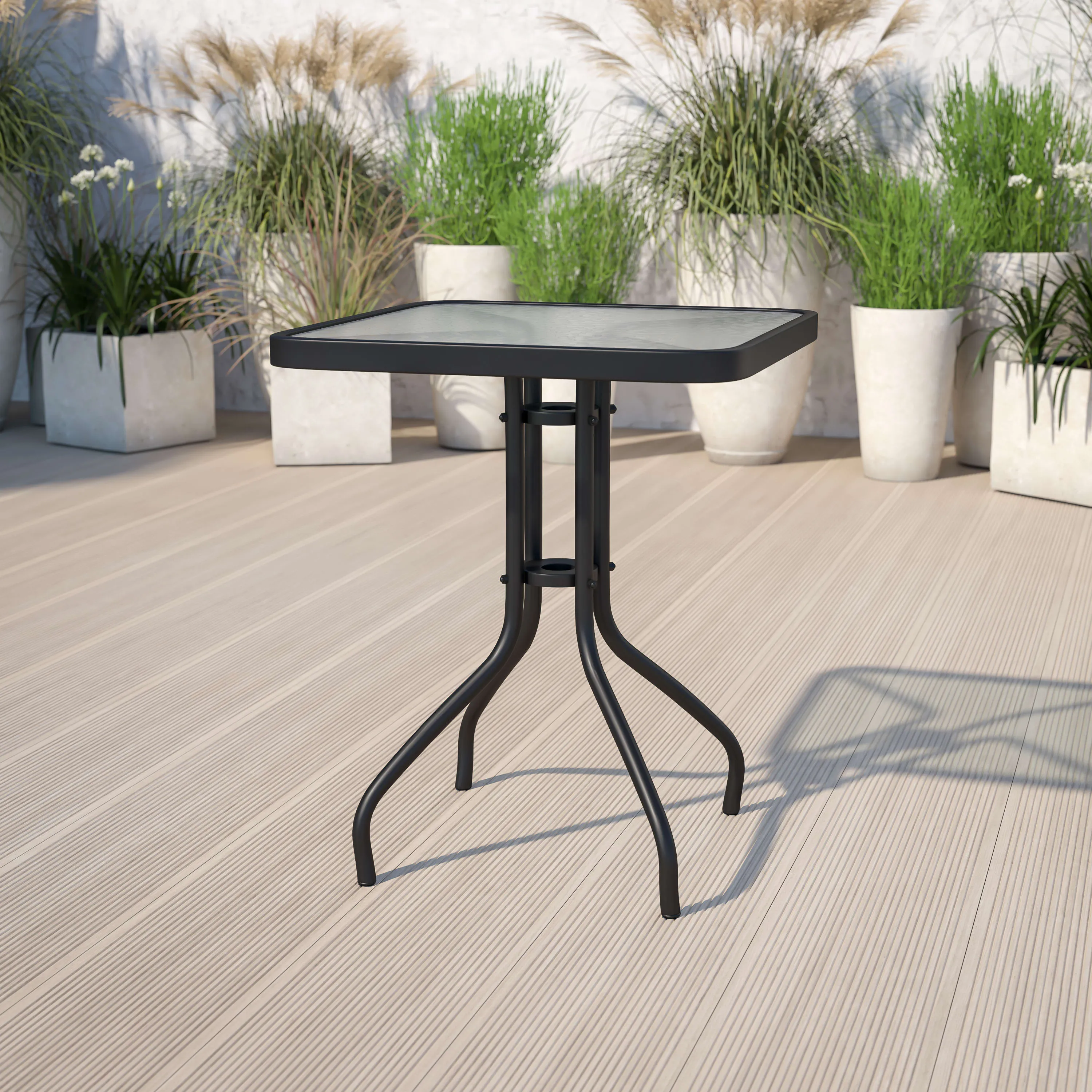 Barker 23.5'' Square Tempered Glass Metal Table