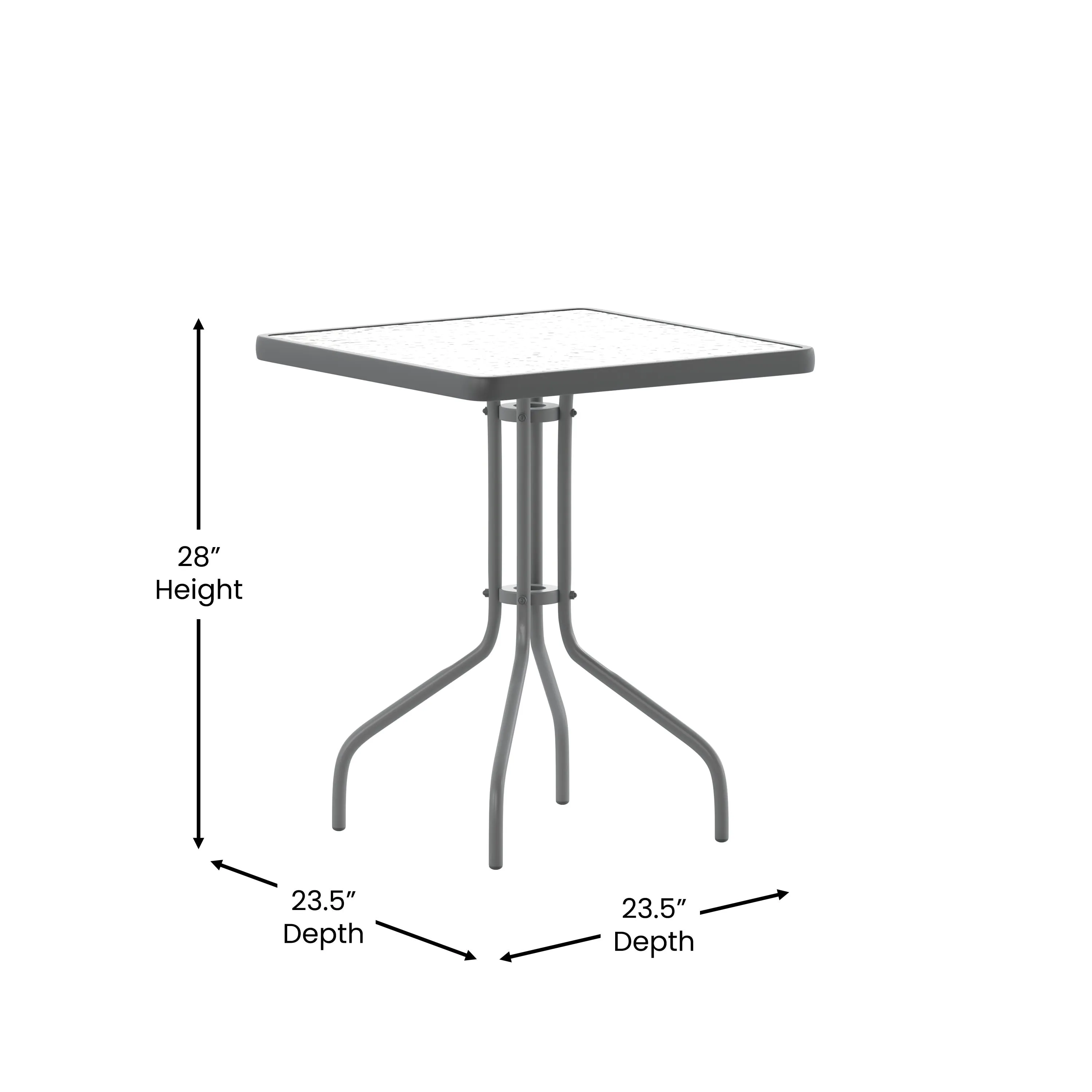 Barker 23.5'' Square Tempered Glass Metal Table