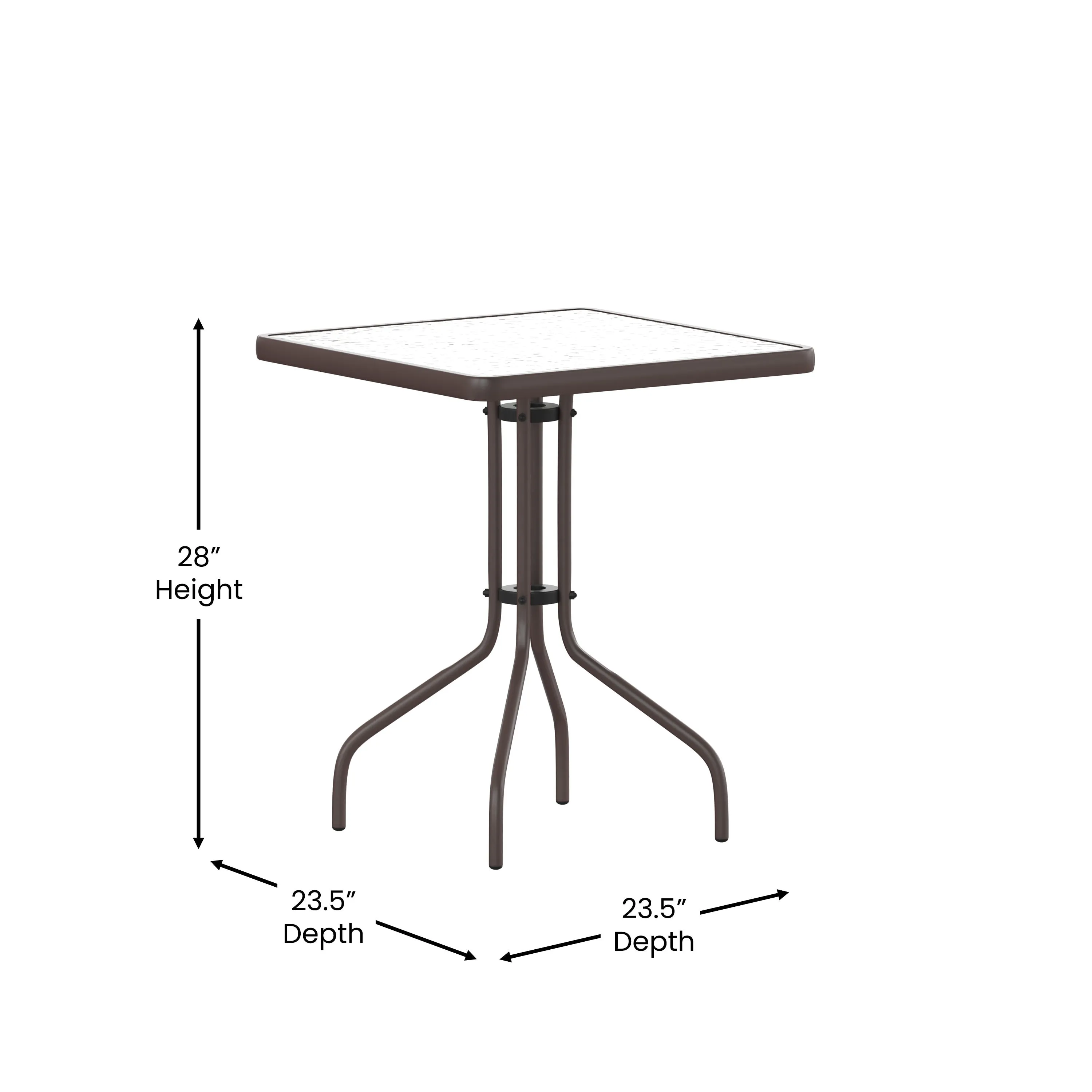 Barker 23.5'' Square Tempered Glass Metal Table