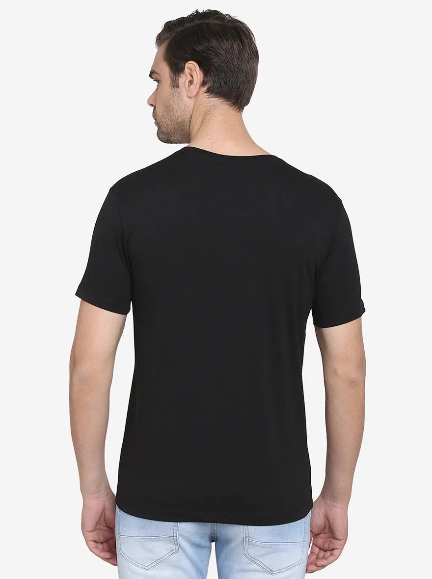 Black Printed Slim Fit T-Shirt  | JadeBlue