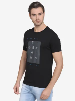 Black Printed Slim Fit T-Shirt  | JadeBlue