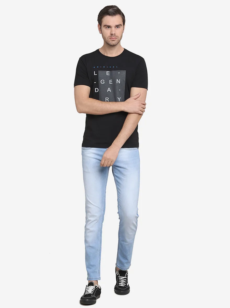 Black Printed Slim Fit T-Shirt  | JadeBlue