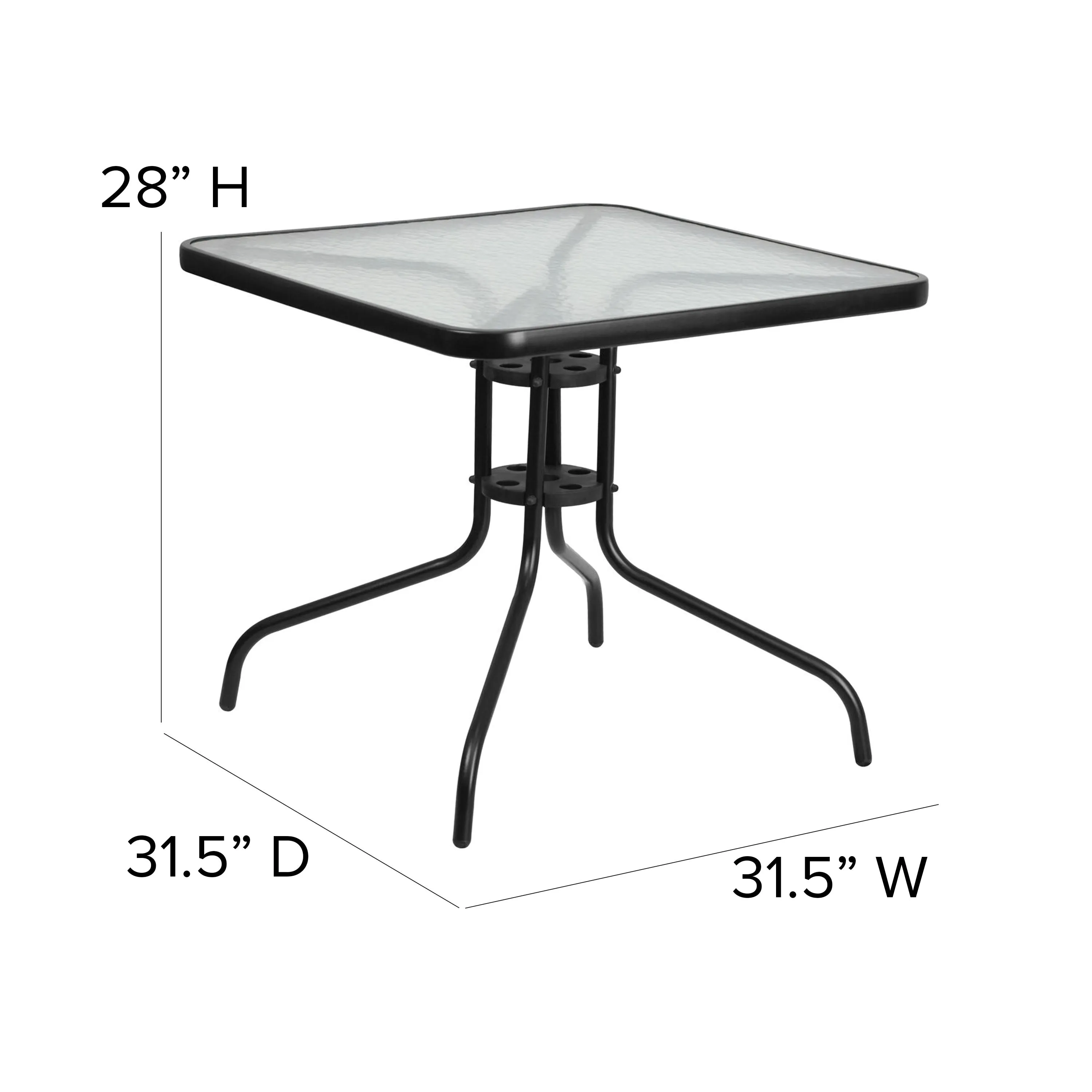 Brazos 5 Piece Outdoor Patio Dining Set - Tempered Glass Patio Table, 4 Flex Comfort Stack Chairs