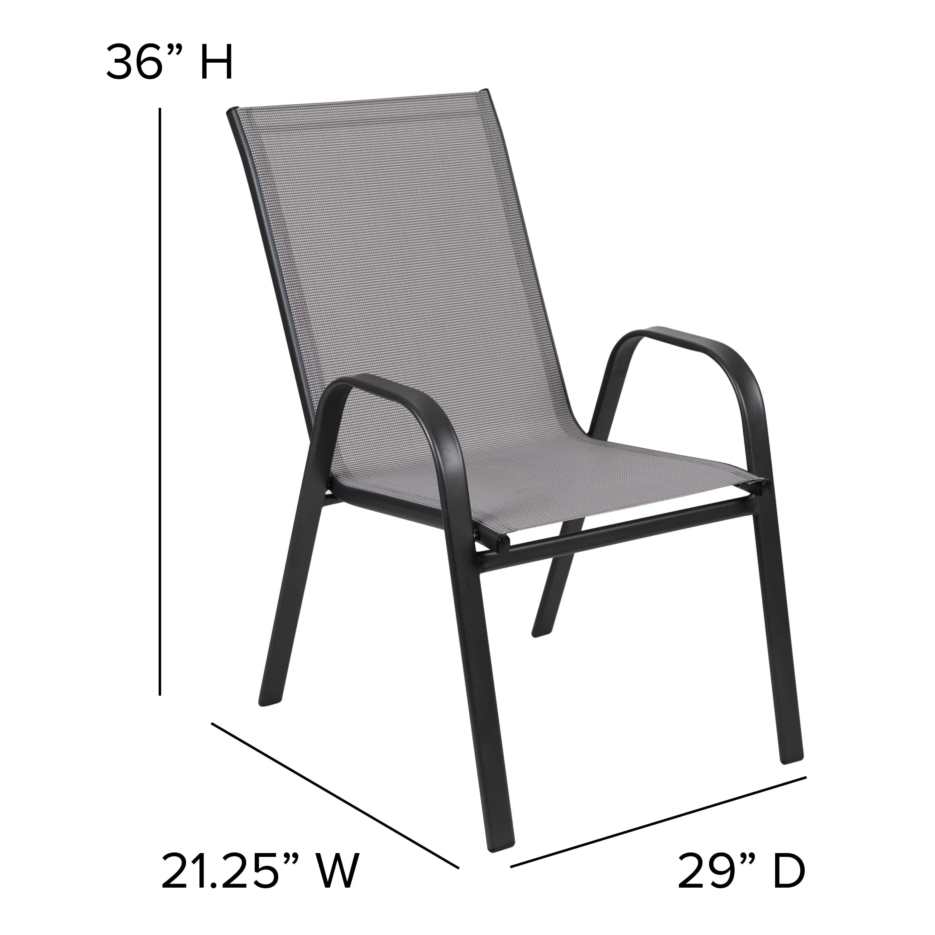 Brazos 5 Piece Outdoor Patio Dining Set - Tempered Glass Patio Table, 4 Flex Comfort Stack Chairs