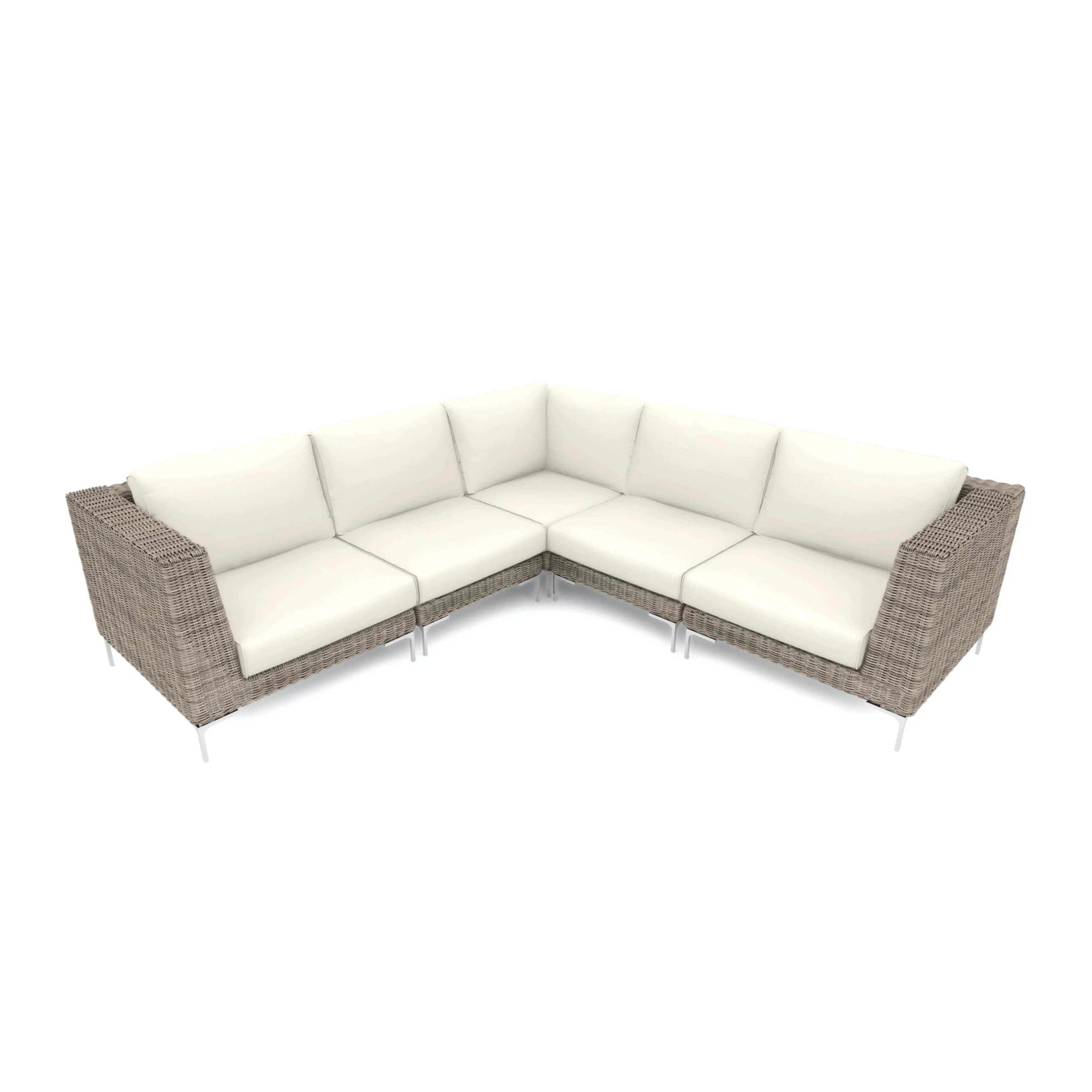 Brown Wicker Outdoor Corner Sectional - 5 Seat