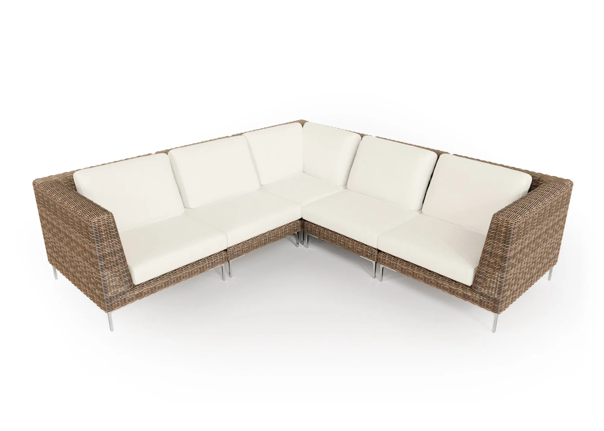 Brown Wicker Outdoor Corner Sectional - 5 Seat