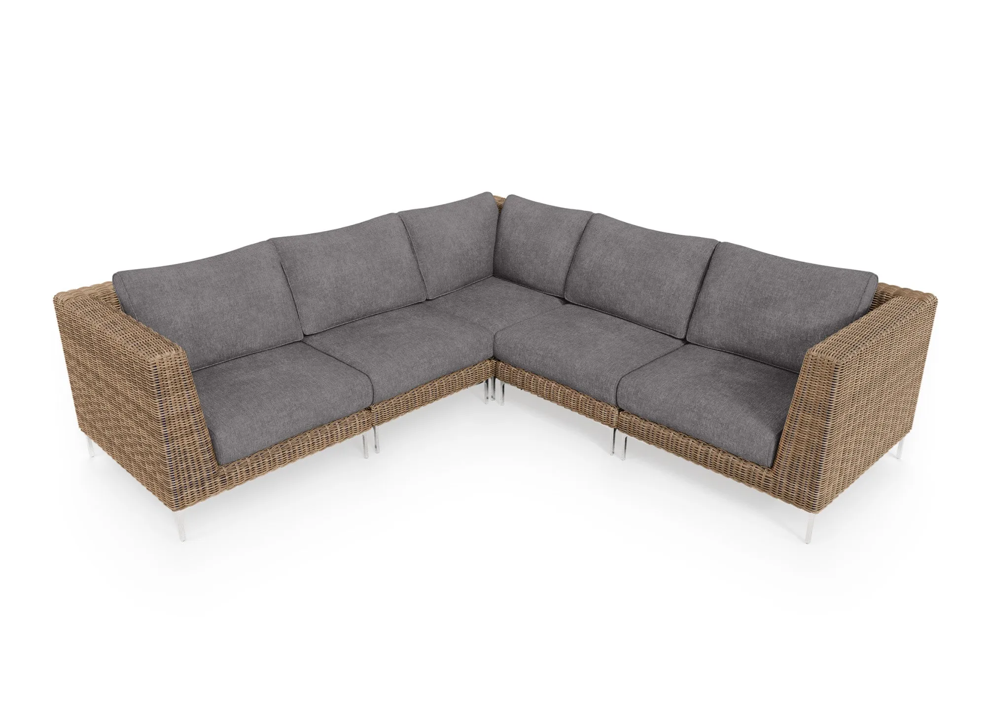 Brown Wicker Outdoor Corner Sectional - 5 Seat