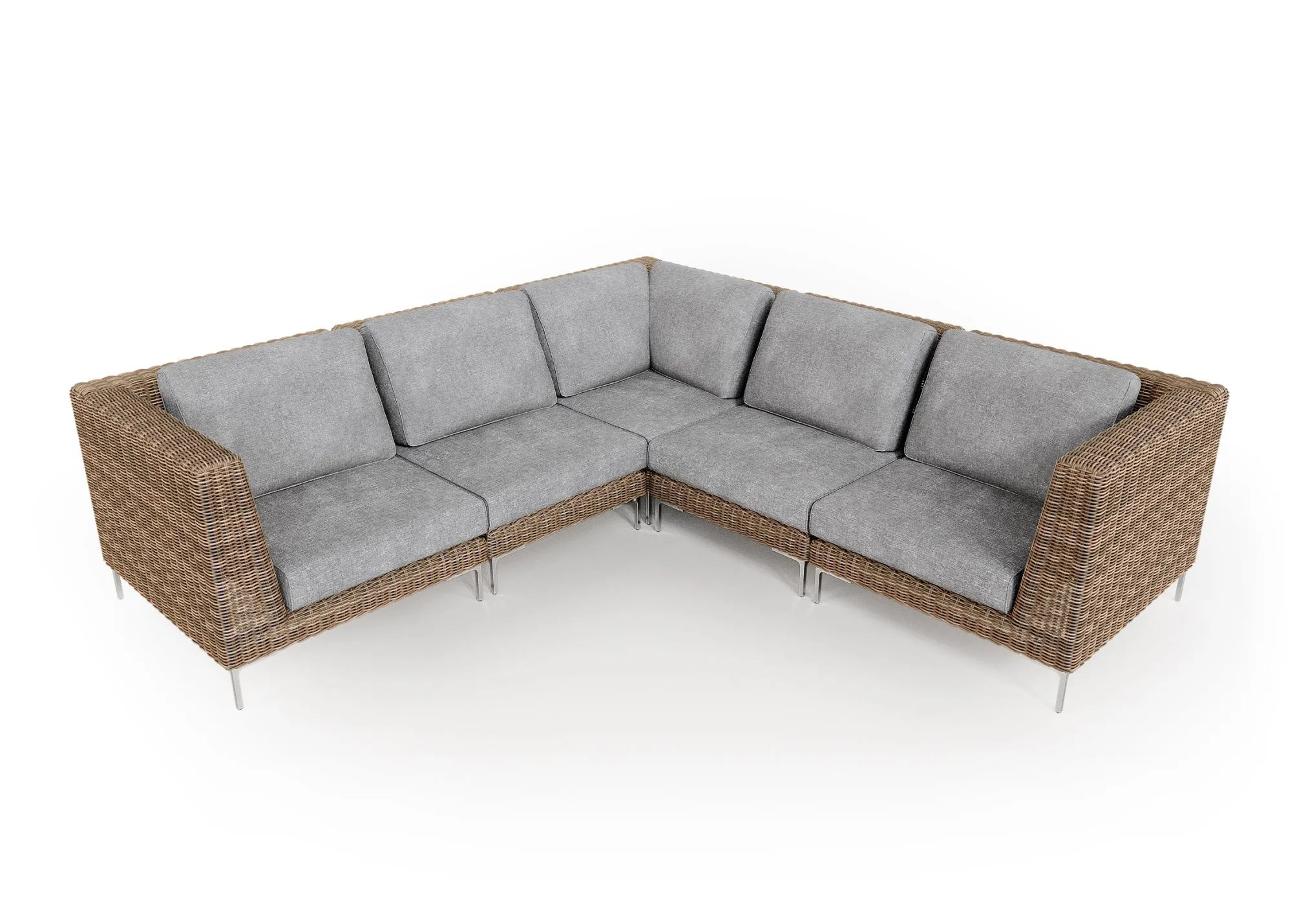 Brown Wicker Outdoor Corner Sectional - 5 Seat