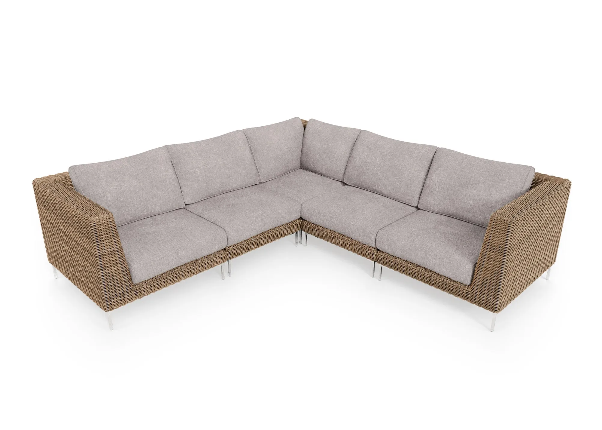 Brown Wicker Outdoor Corner Sectional - 5 Seat