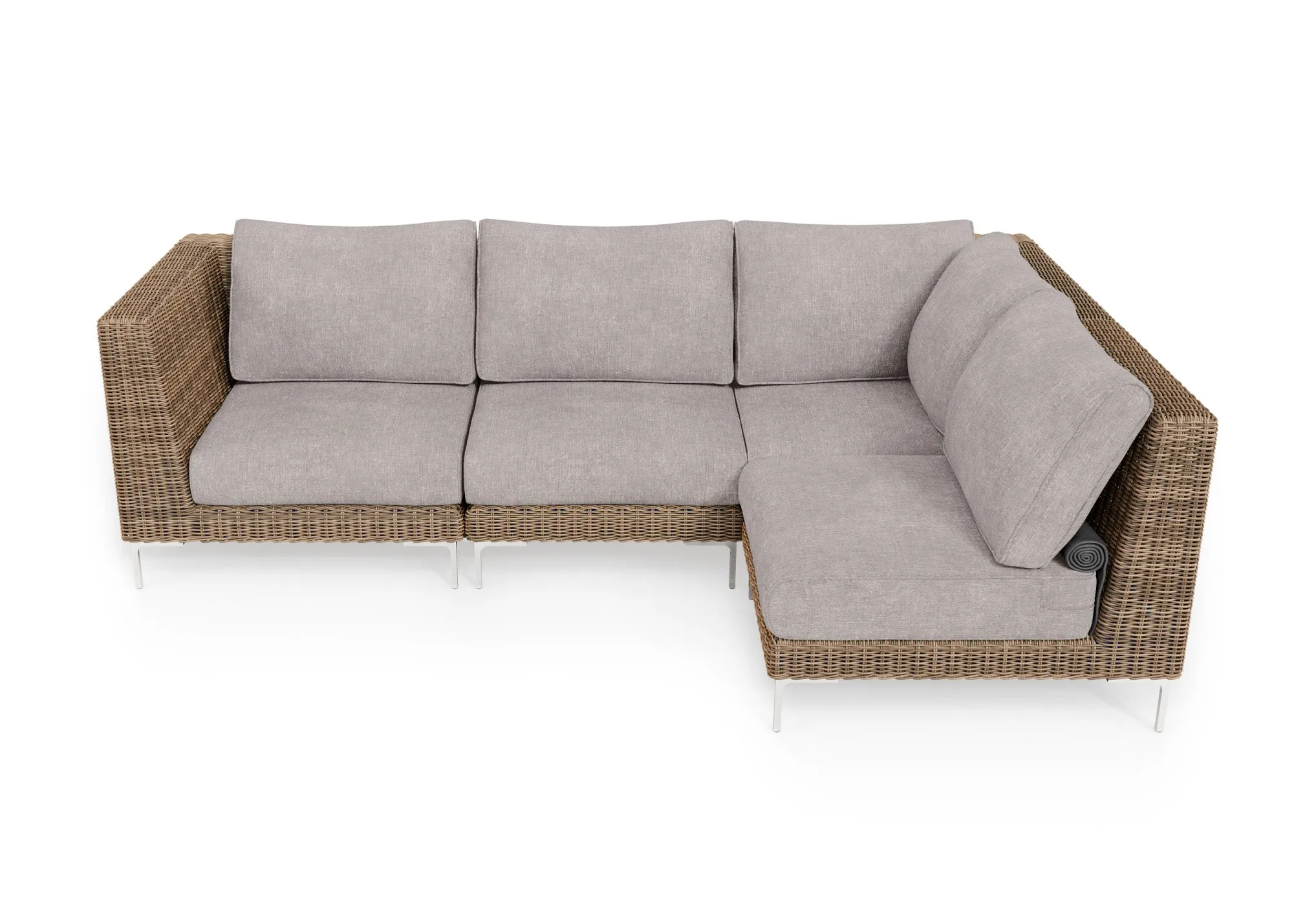 Brown Wicker Outdoor L Sectional - 4 Seat