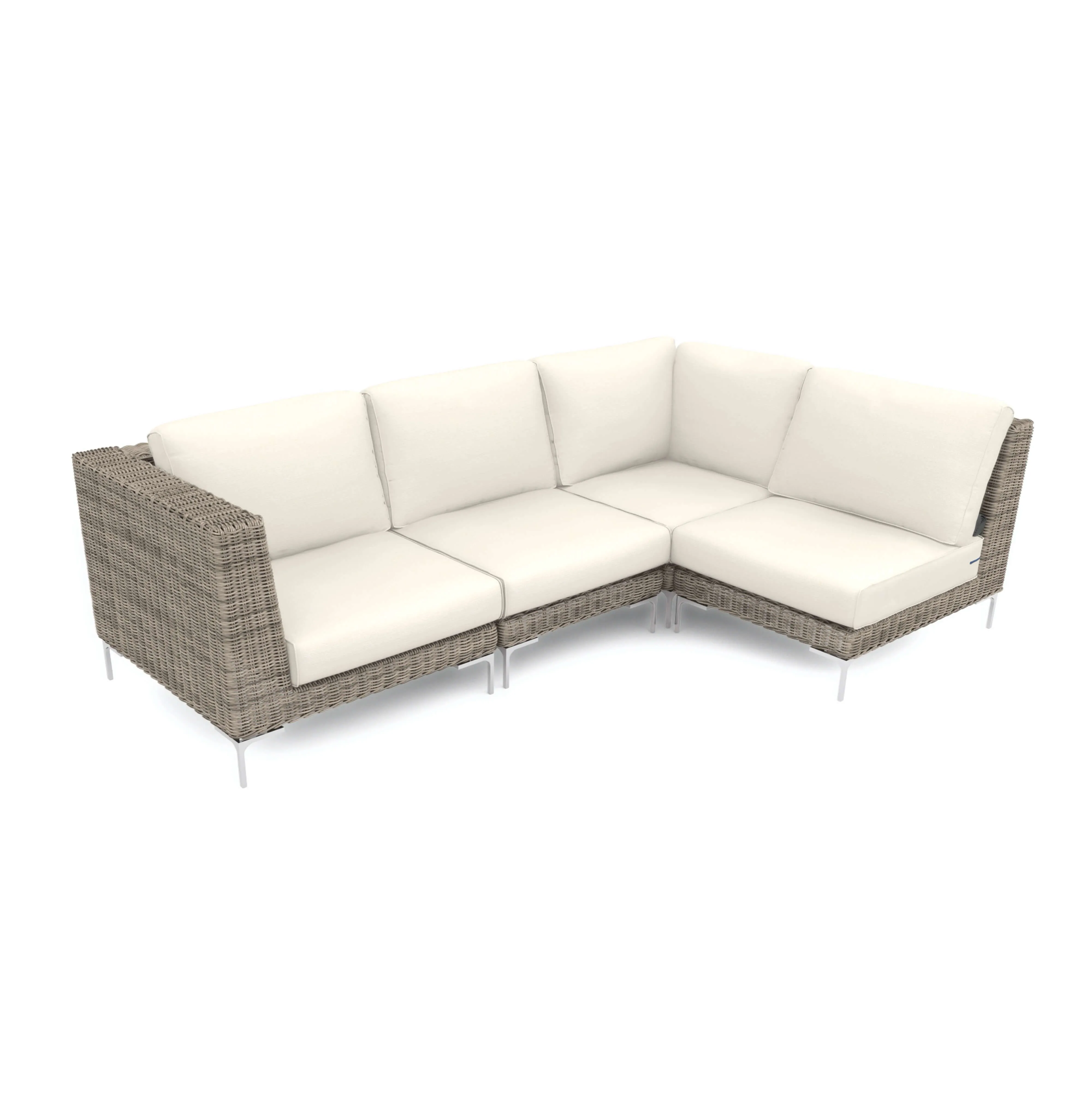 Brown Wicker Outdoor L Sectional - 4 Seat