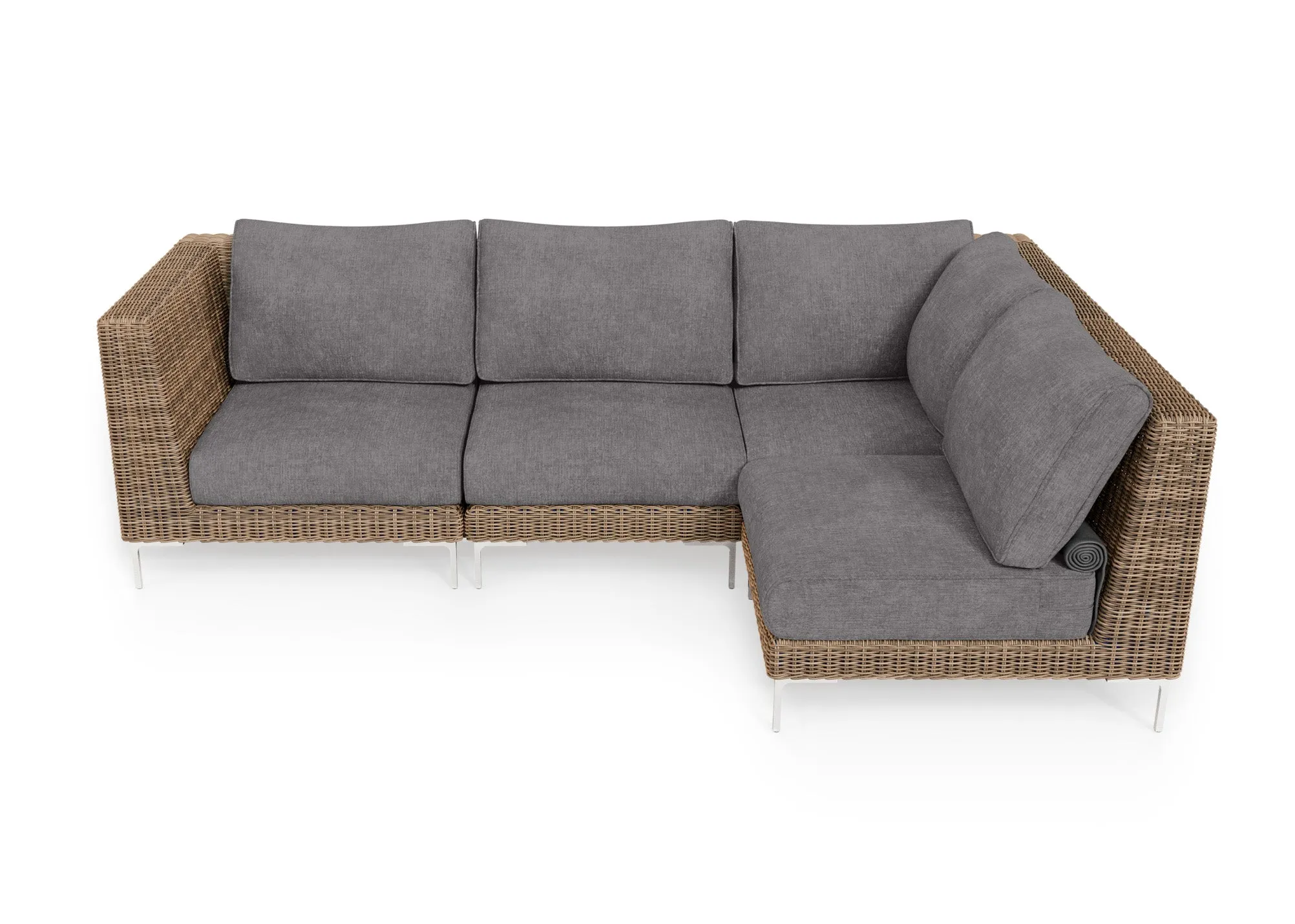 Brown Wicker Outdoor L Sectional - 4 Seat