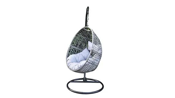 Duoyes Wicker Outdoor Swing Chair, Single Swing Modular in Steel Frame with Cushion