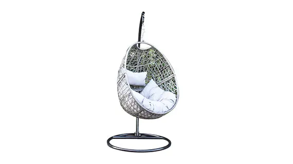 Duoyes Wicker Outdoor Swing Chair, Single Swing Modular in Steel Frame with Cushion