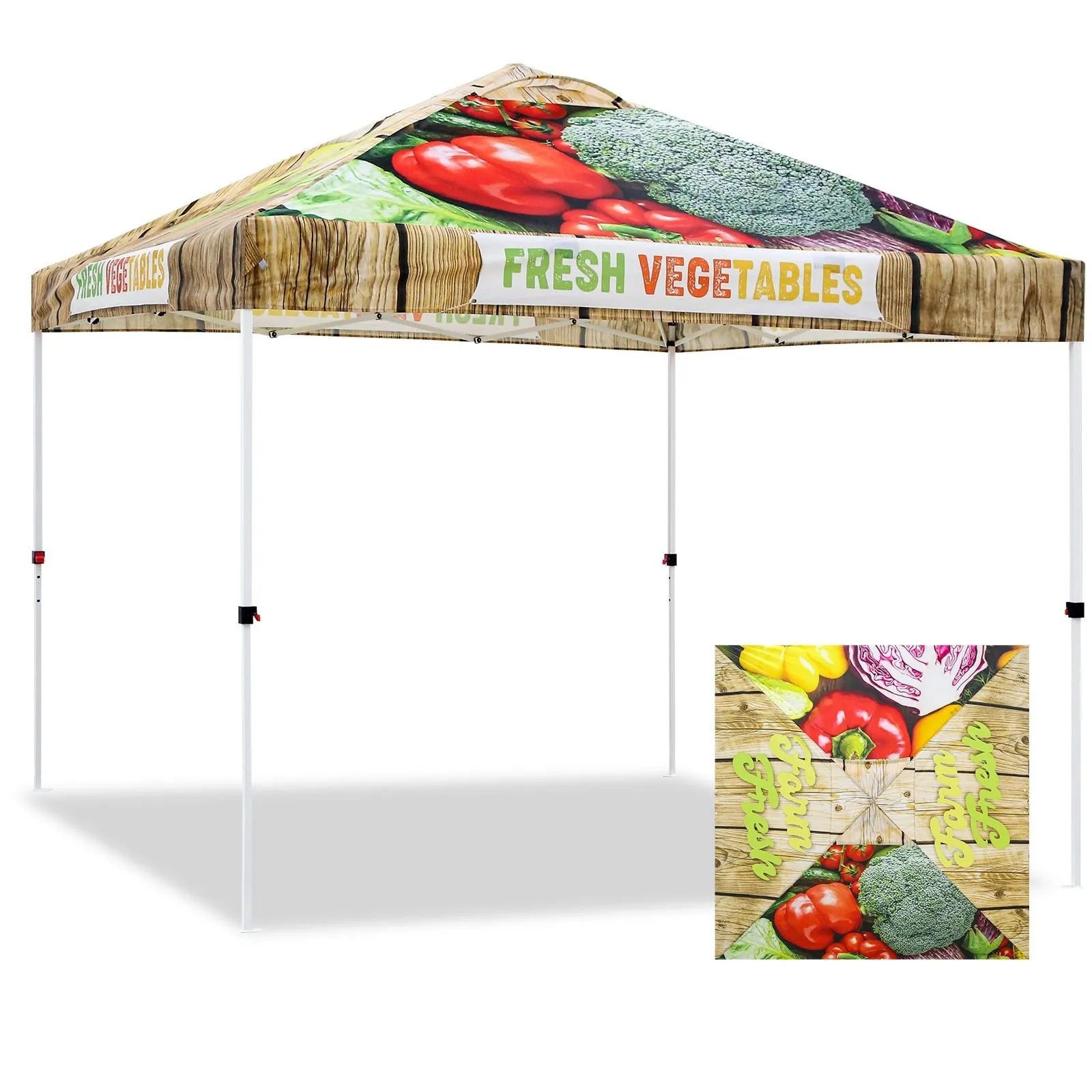 Eagle Peak SHADE GRAPHiX Easy Setup 10x10 Pop Up Canopy Tent with Digital Printed Vegetable