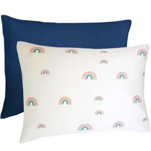 Ecolino® Pillowcases, 100% Organic Cotton, 2 Pack, Navy Blue   Rainbow