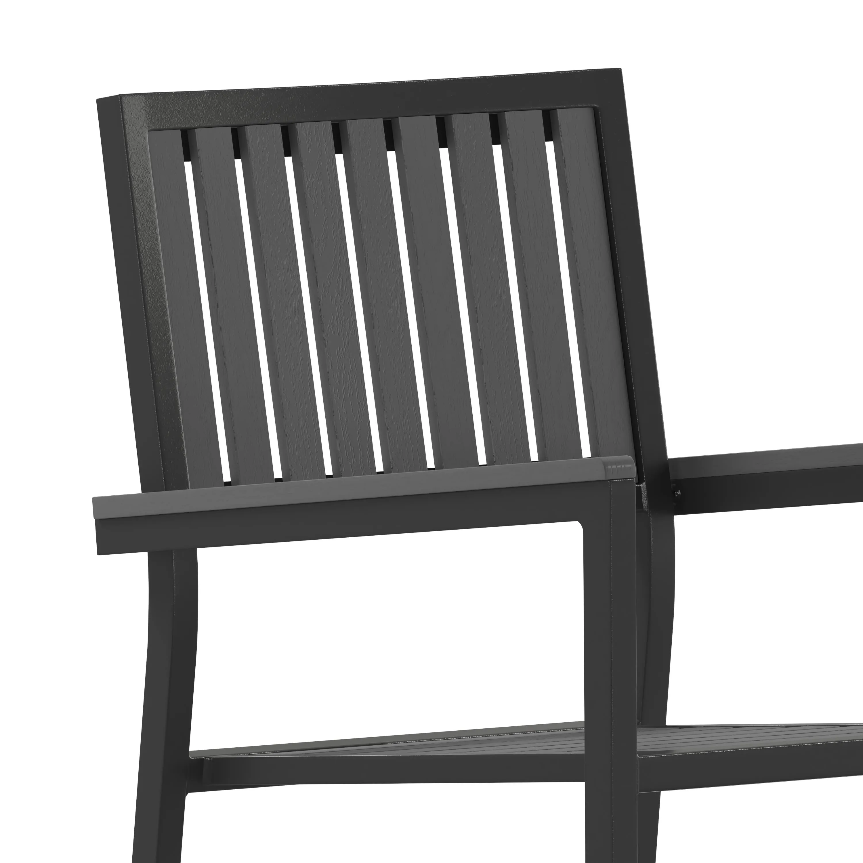 Harris Set of 2 Commercial Indoor/Outdoor Stacking Club Chairs with Poly Resin Slatted Backs and Seats