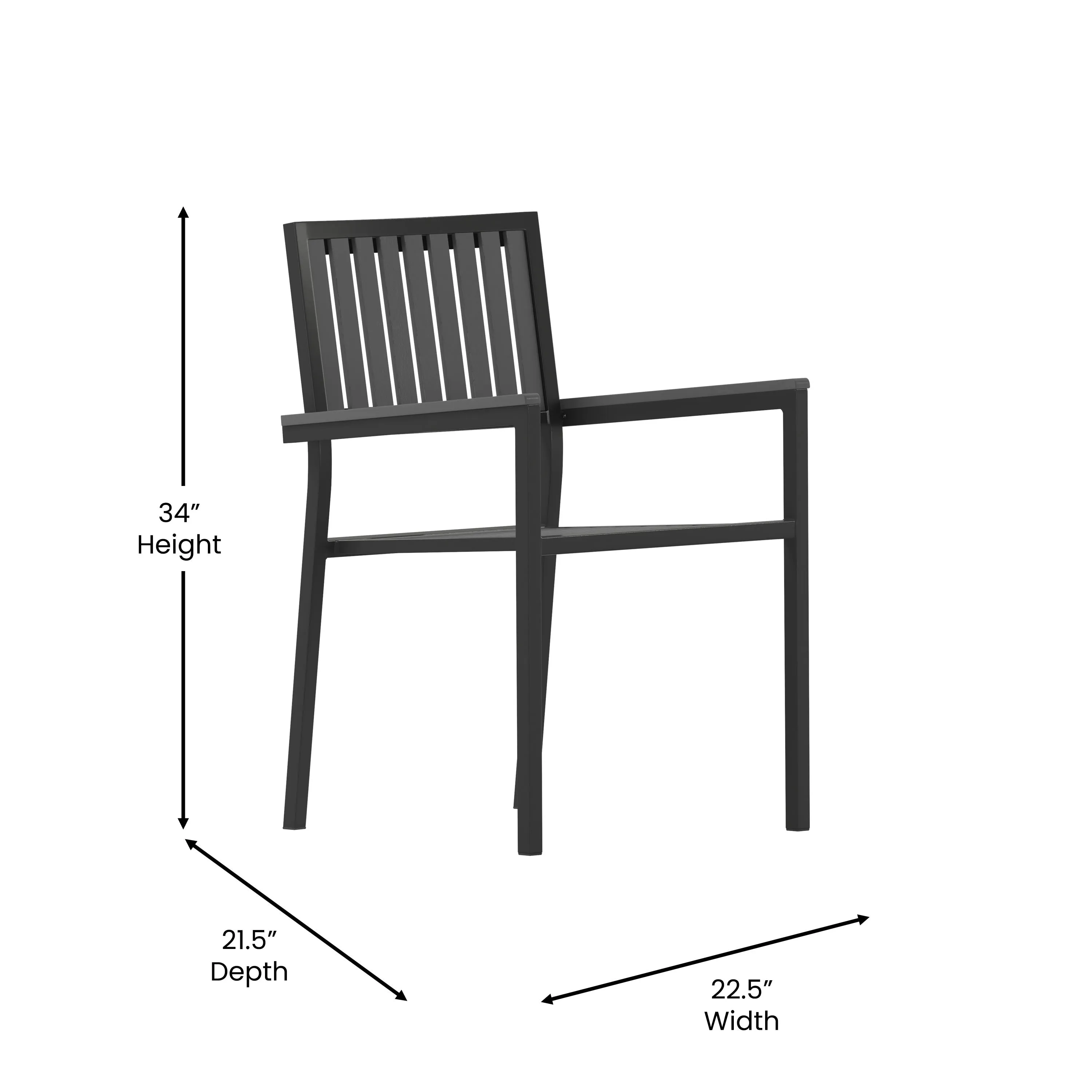 Harris Set of 2 Commercial Indoor/Outdoor Stacking Club Chairs with Poly Resin Slatted Backs and Seats