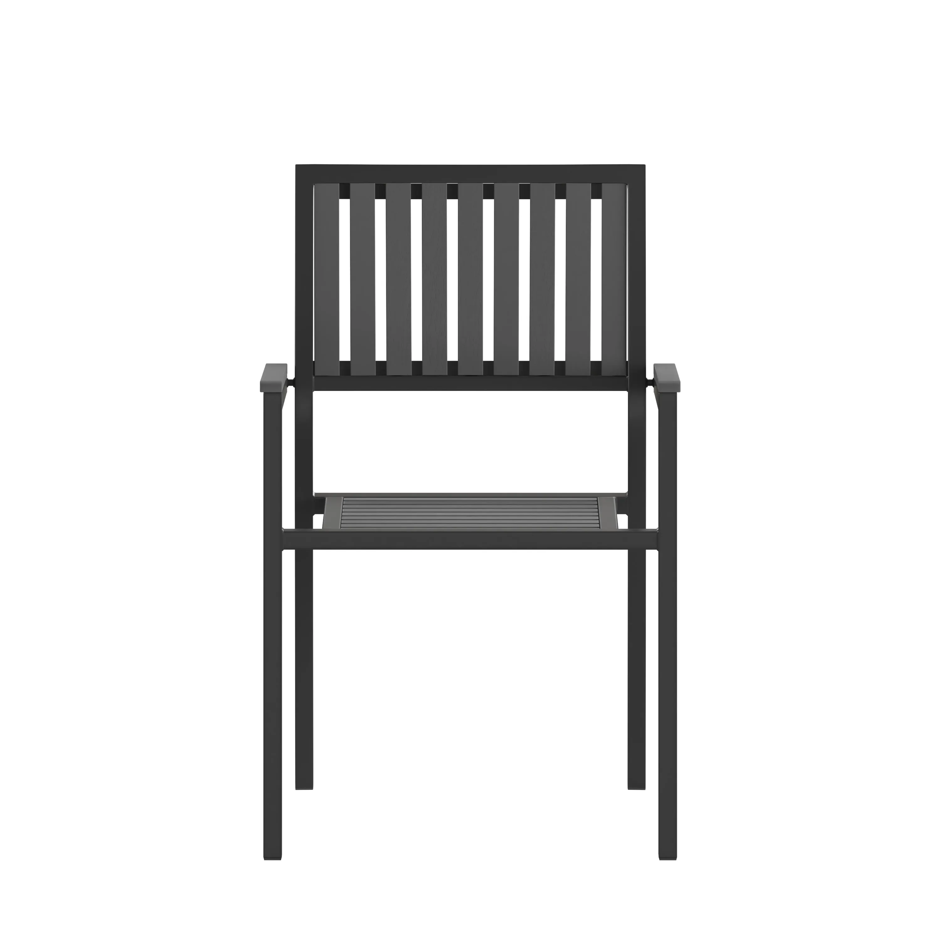 Harris Set of 2 Commercial Indoor/Outdoor Stacking Club Chairs with Poly Resin Slatted Backs and Seats