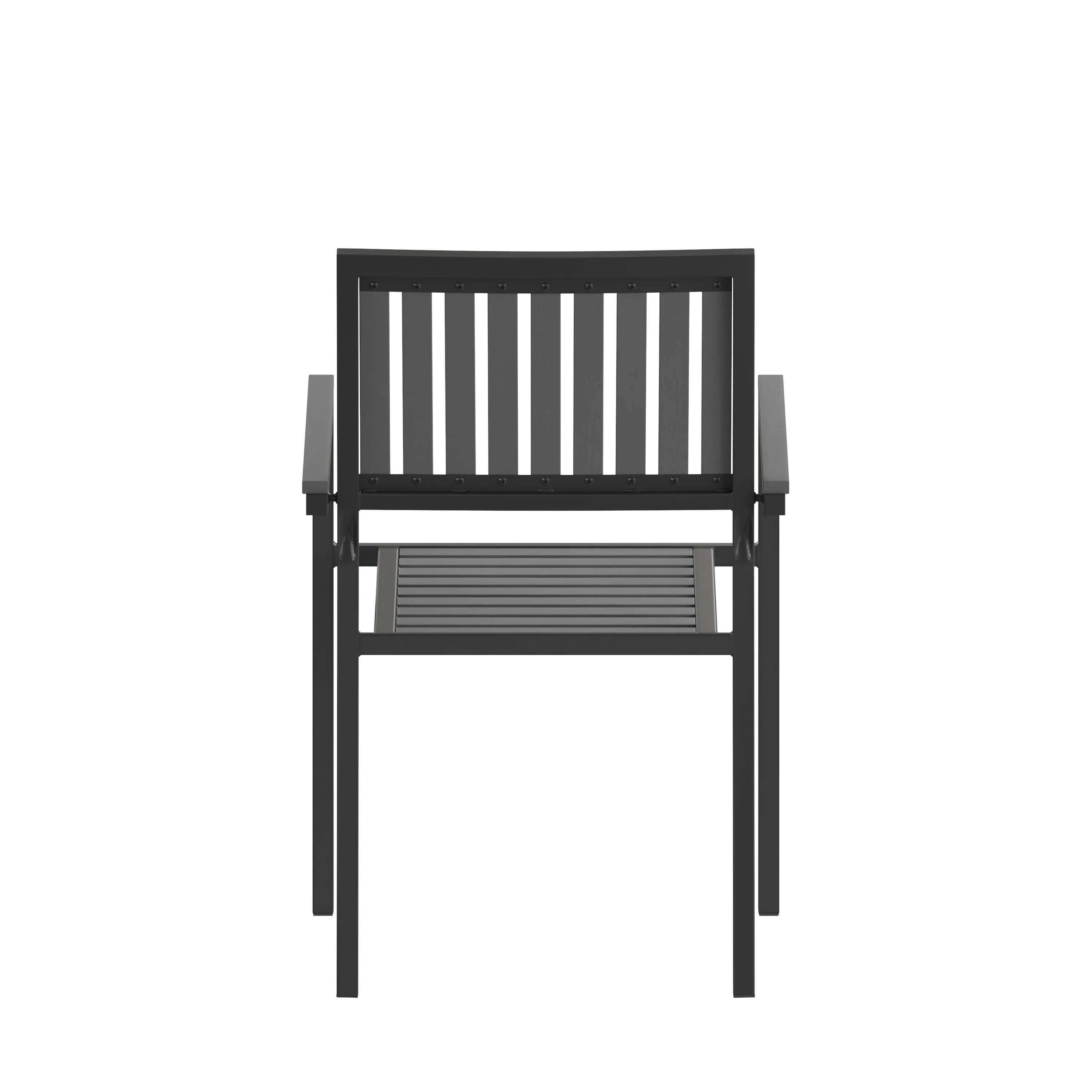 Harris Set of 2 Commercial Indoor/Outdoor Stacking Club Chairs with Poly Resin Slatted Backs and Seats