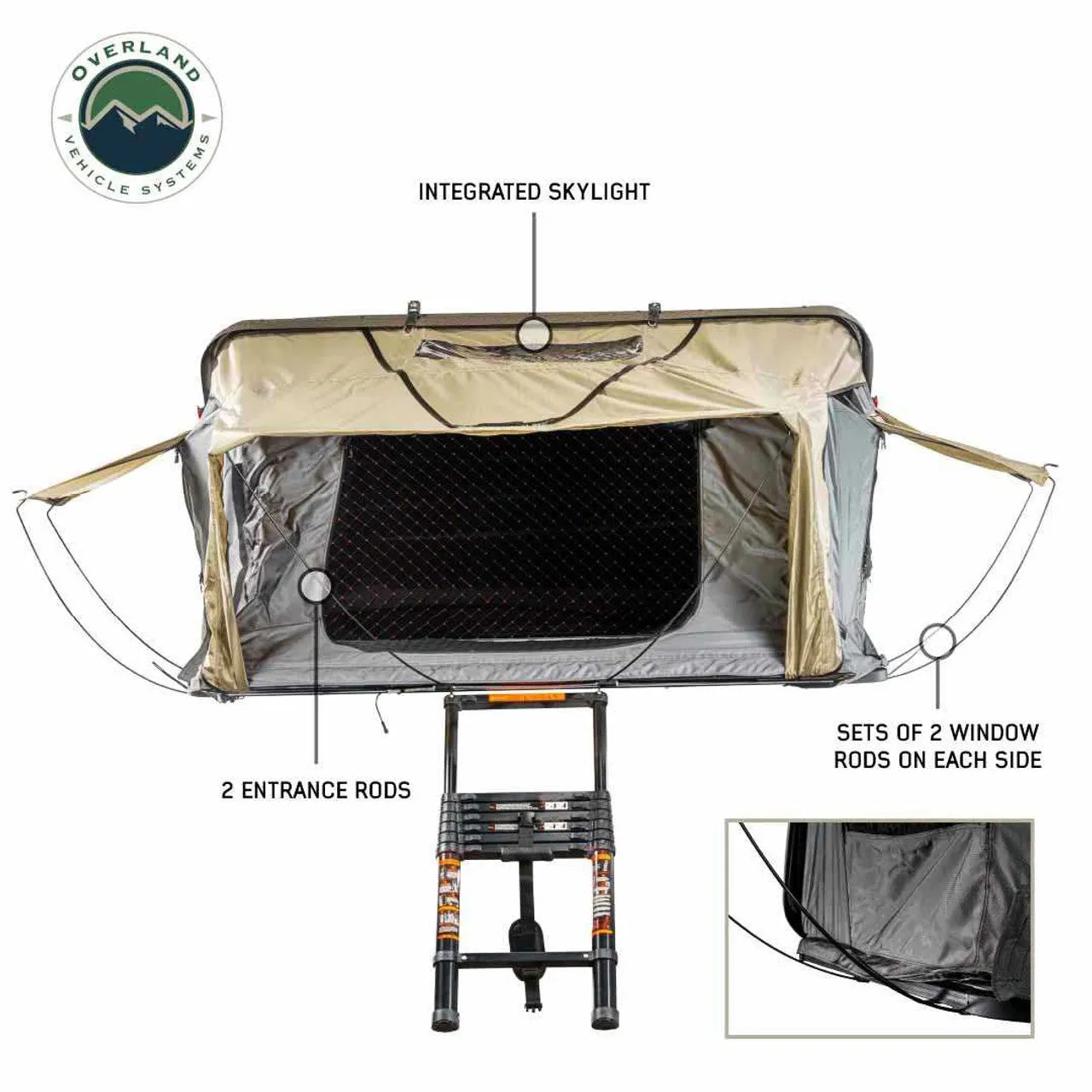 HD Bundu Hard Shell Roof Top Tent-Grey Body & Green Rainfly