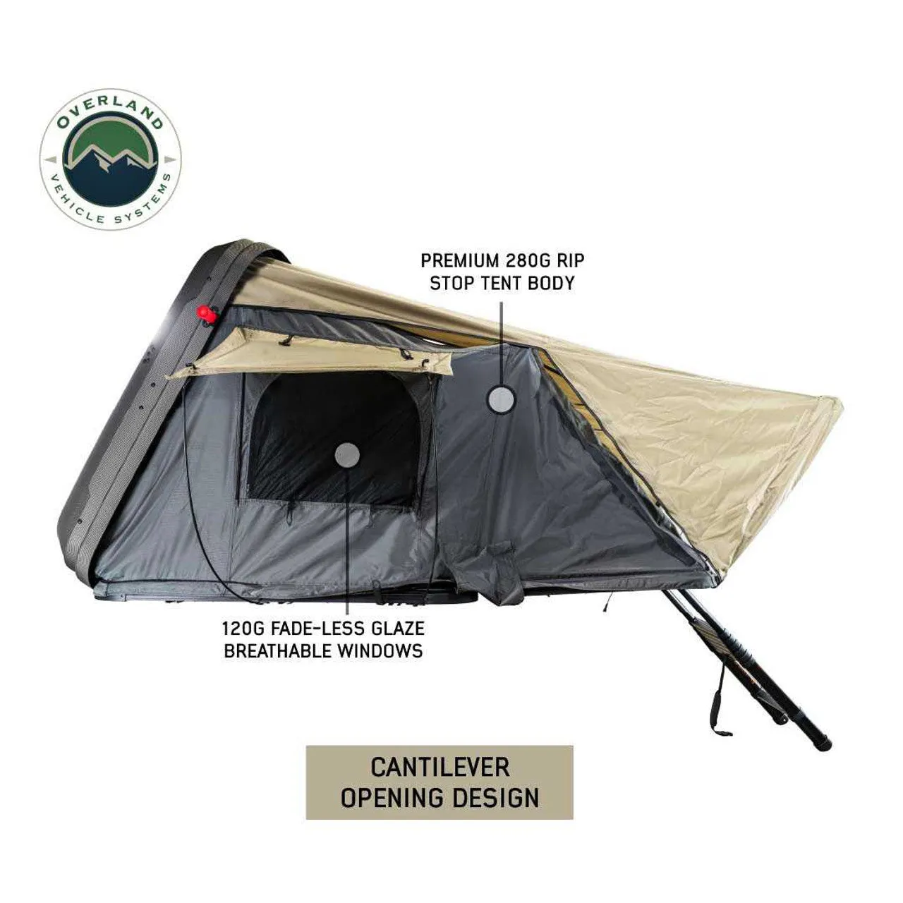 HD Bundu Hard Shell Roof Top Tent-Grey Body & Green Rainfly