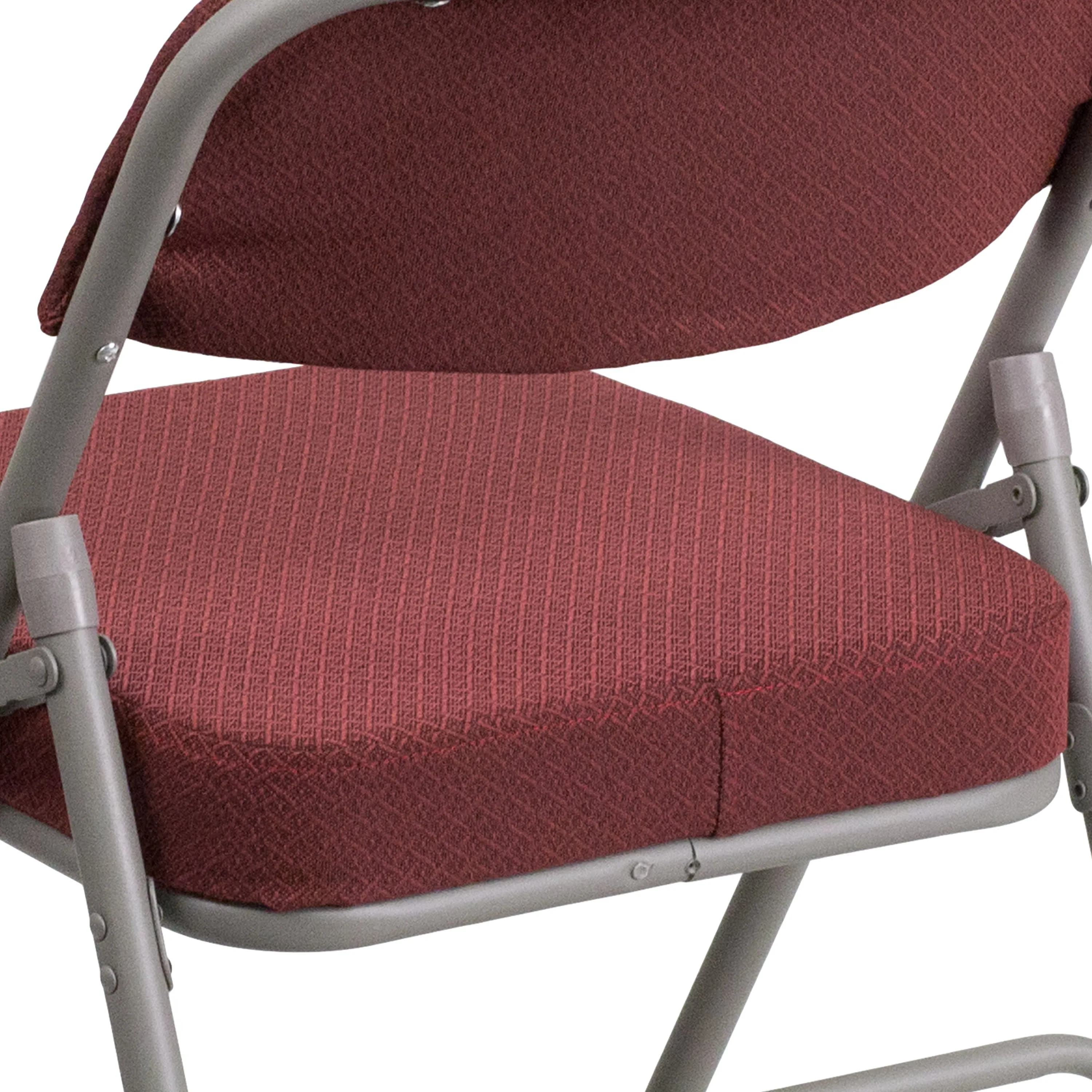 HERCULES Series 18"W Premium Curved Triple Braced & Hinged Fabric Upholstered Metal Folding Chair