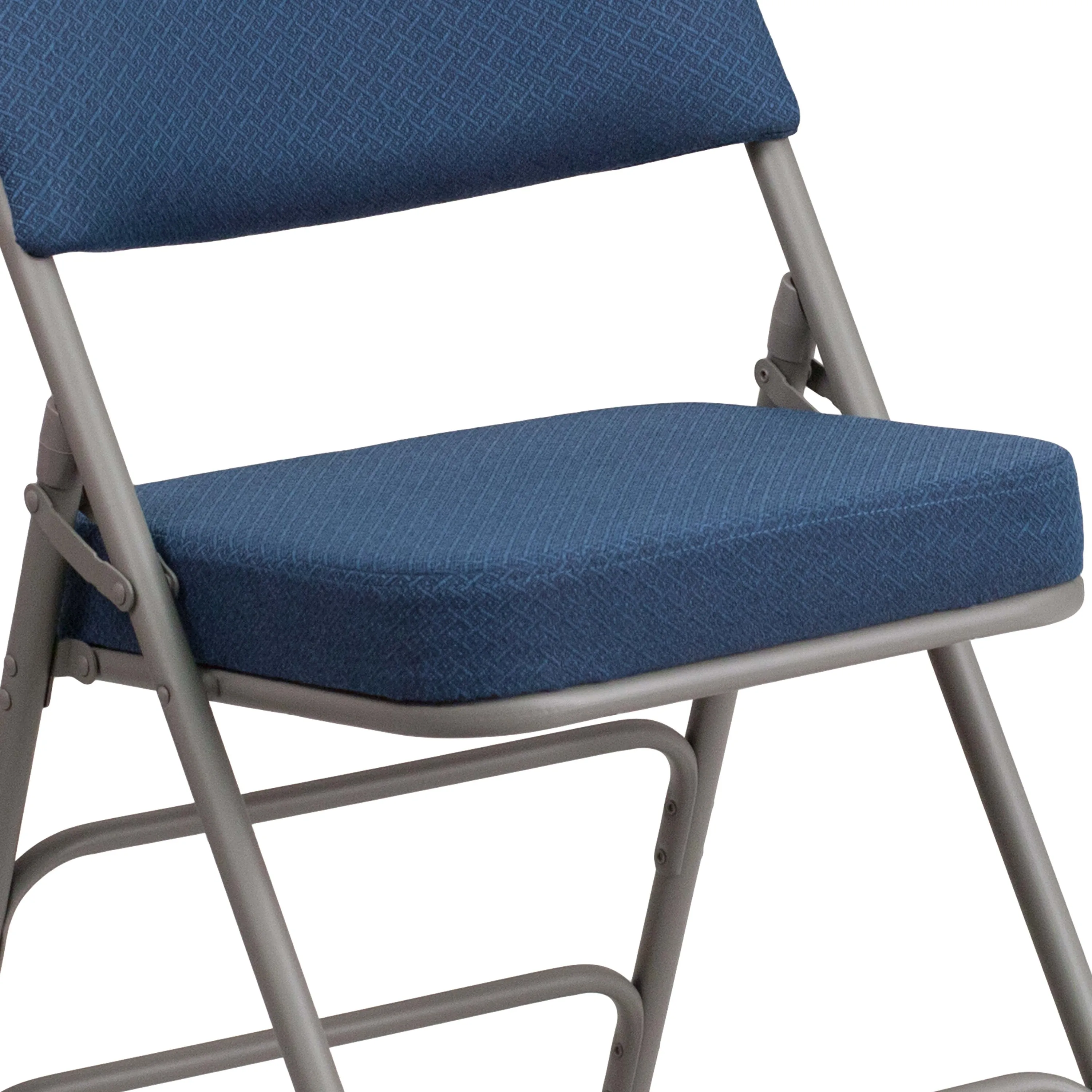 HERCULES Series 18"W Premium Curved Triple Braced & Hinged Fabric Upholstered Metal Folding Chair