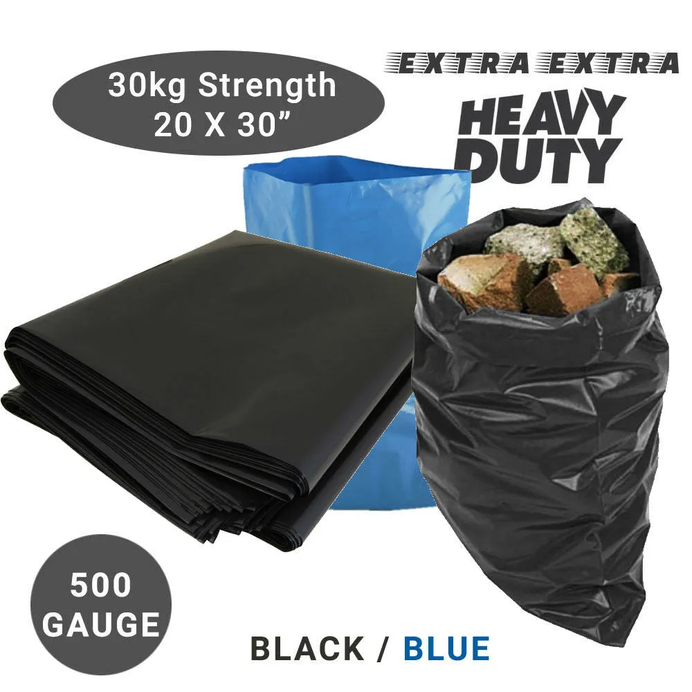 High Strength Black or Blue Rubble Sacks - Pack of 100