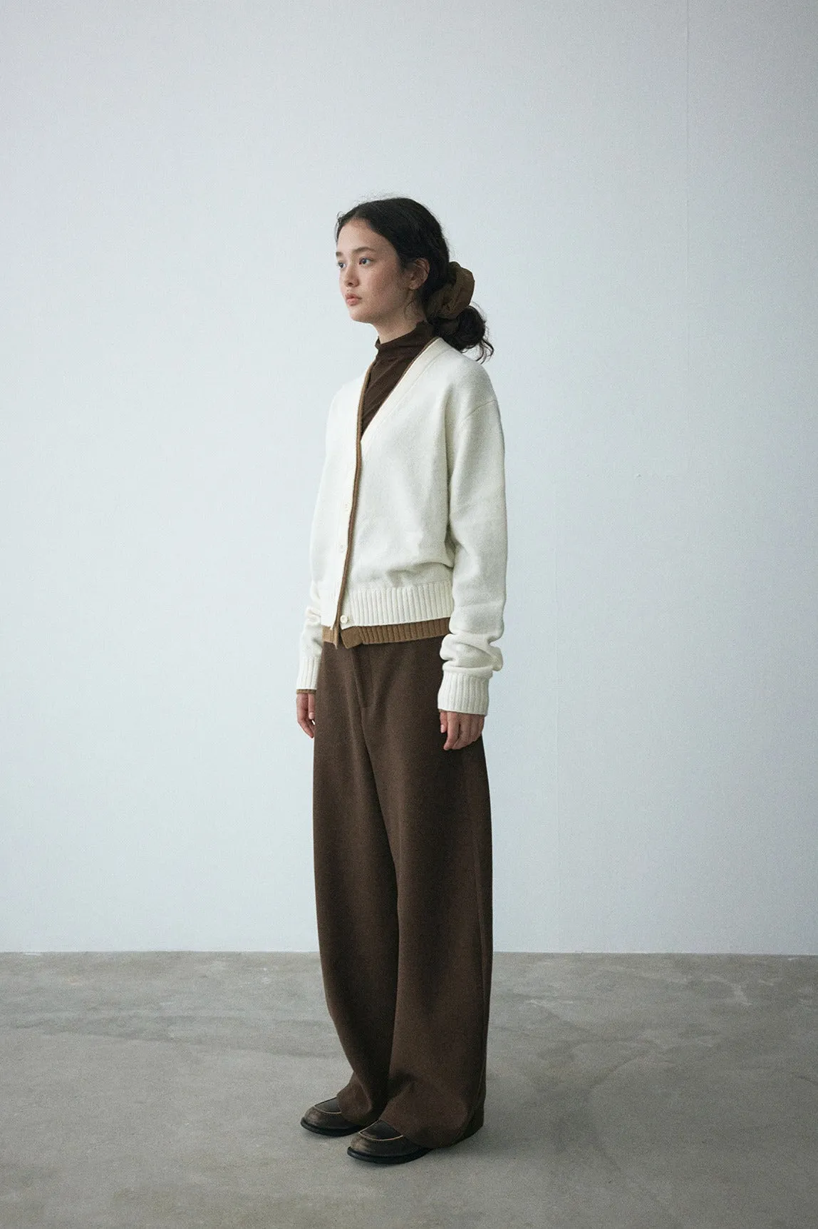 High-waisted wool-like texture versatile big pants | 3 color