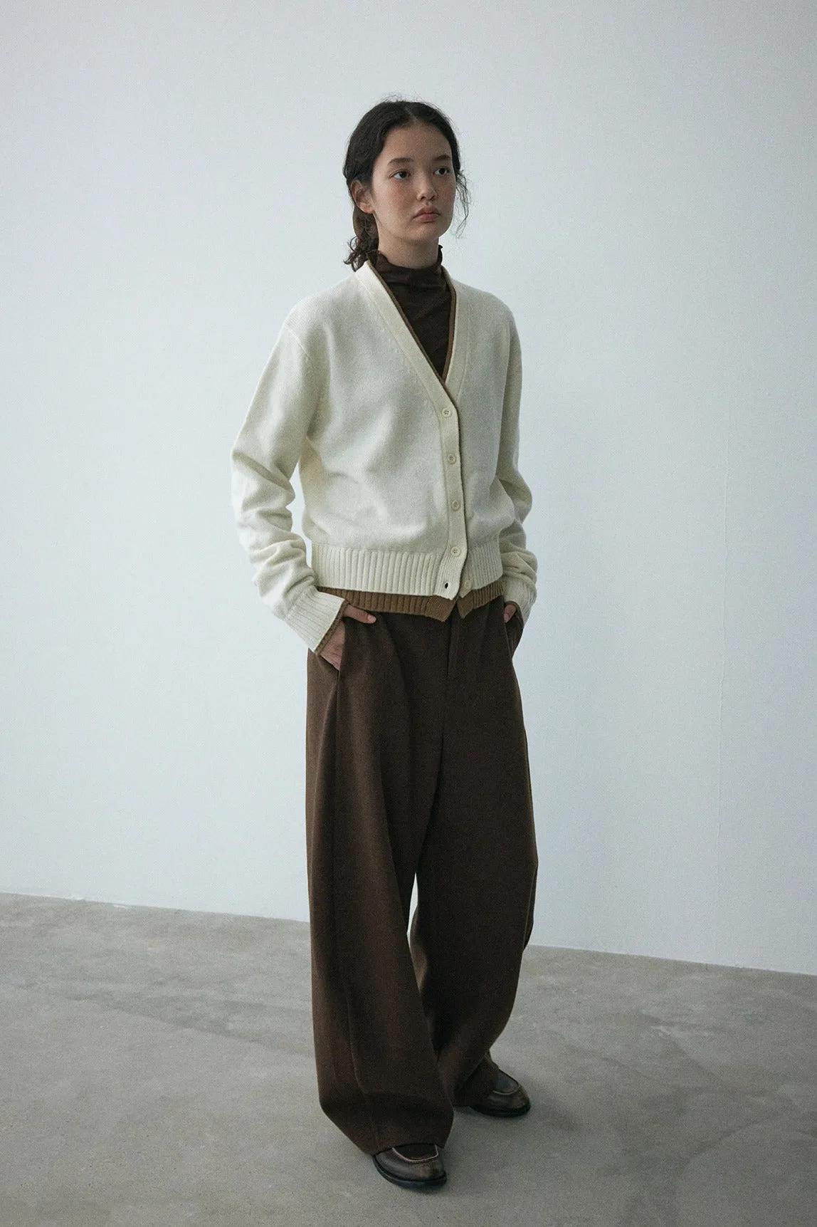 High-waisted wool-like texture versatile big pants | 3 color