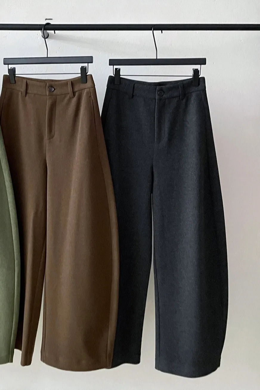 High-waisted wool-like texture versatile big pants | 3 color