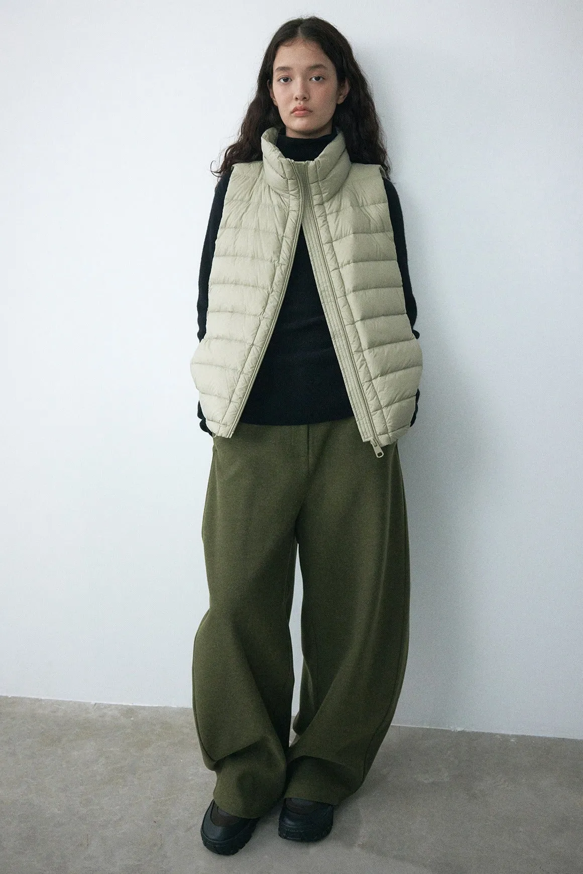 High-waisted wool-like texture versatile big pants | 3 color