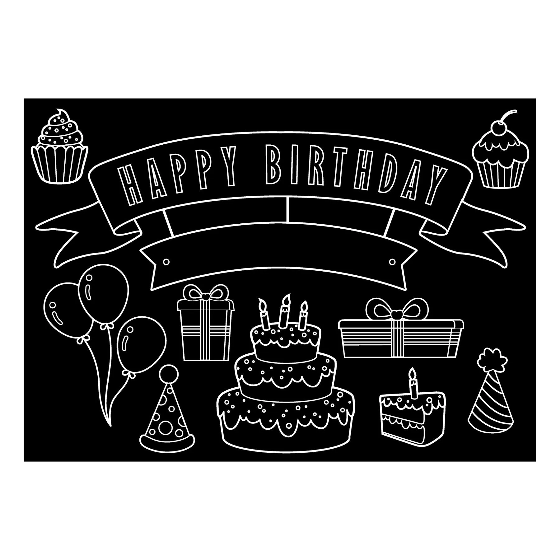 Imagination Starters - Napperon en Ardoise - Happy Birthday||Imagination Starters - Chalkboard Placemat - Happy Birthday