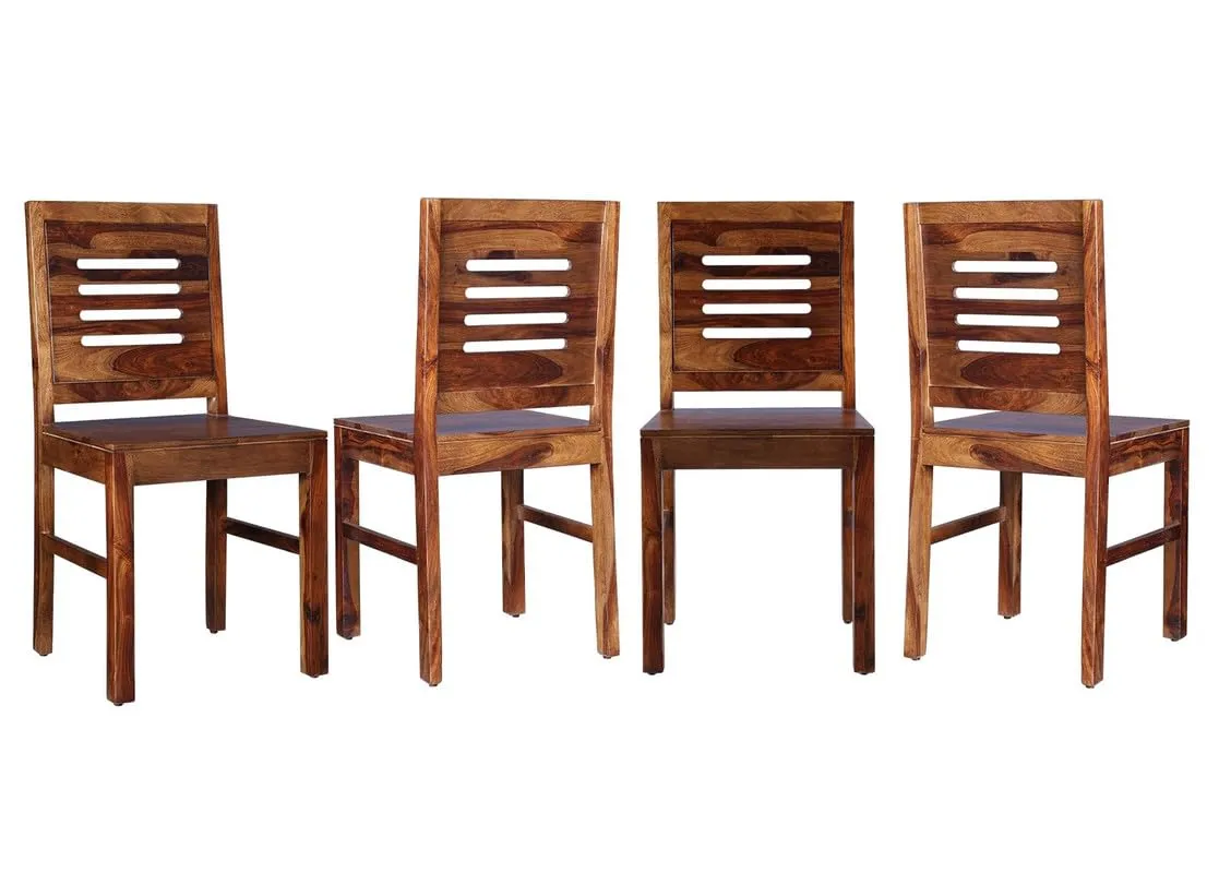 JODHPUR CITY FURNITURE Sheesham Wood Dining Chairs Set of 4 Wooden Chairs for Living Room Home Office Desk Dining Table (Teak Finish)