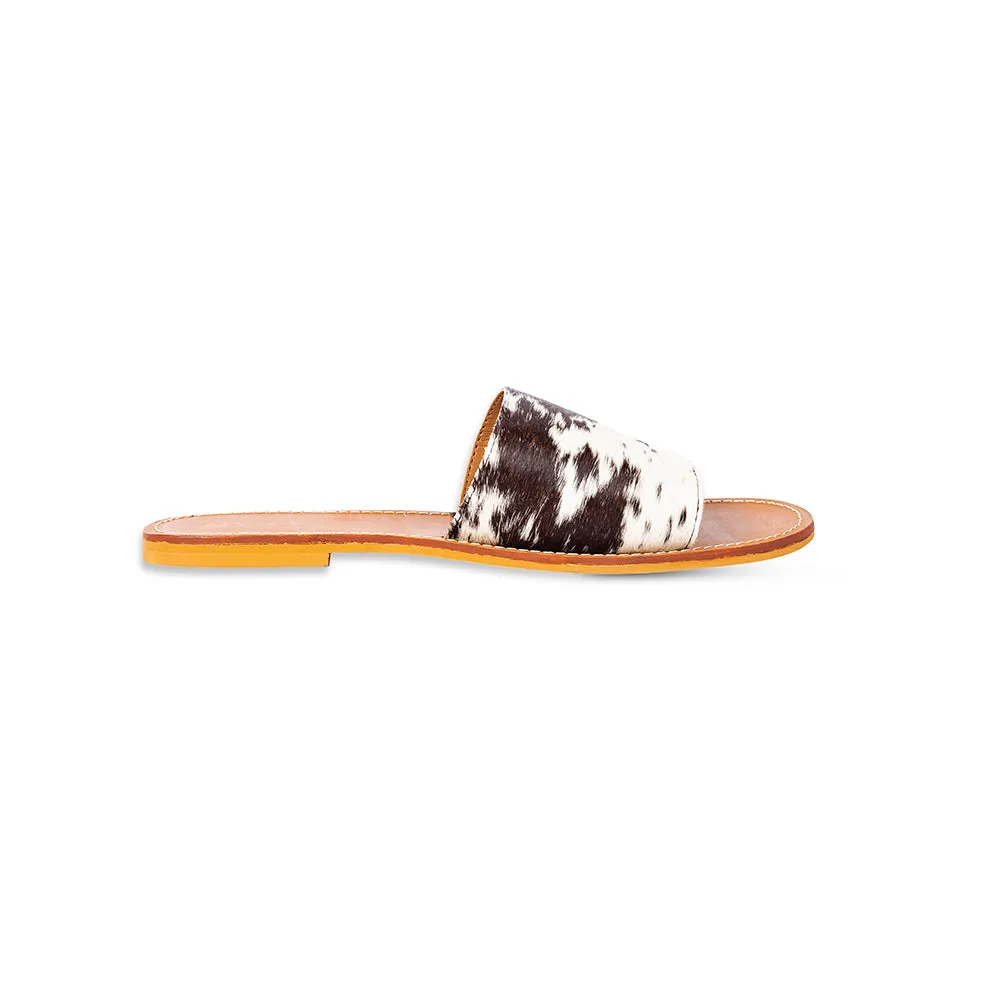 Kemma Hair-On Hide Sandals In Light And Ebony