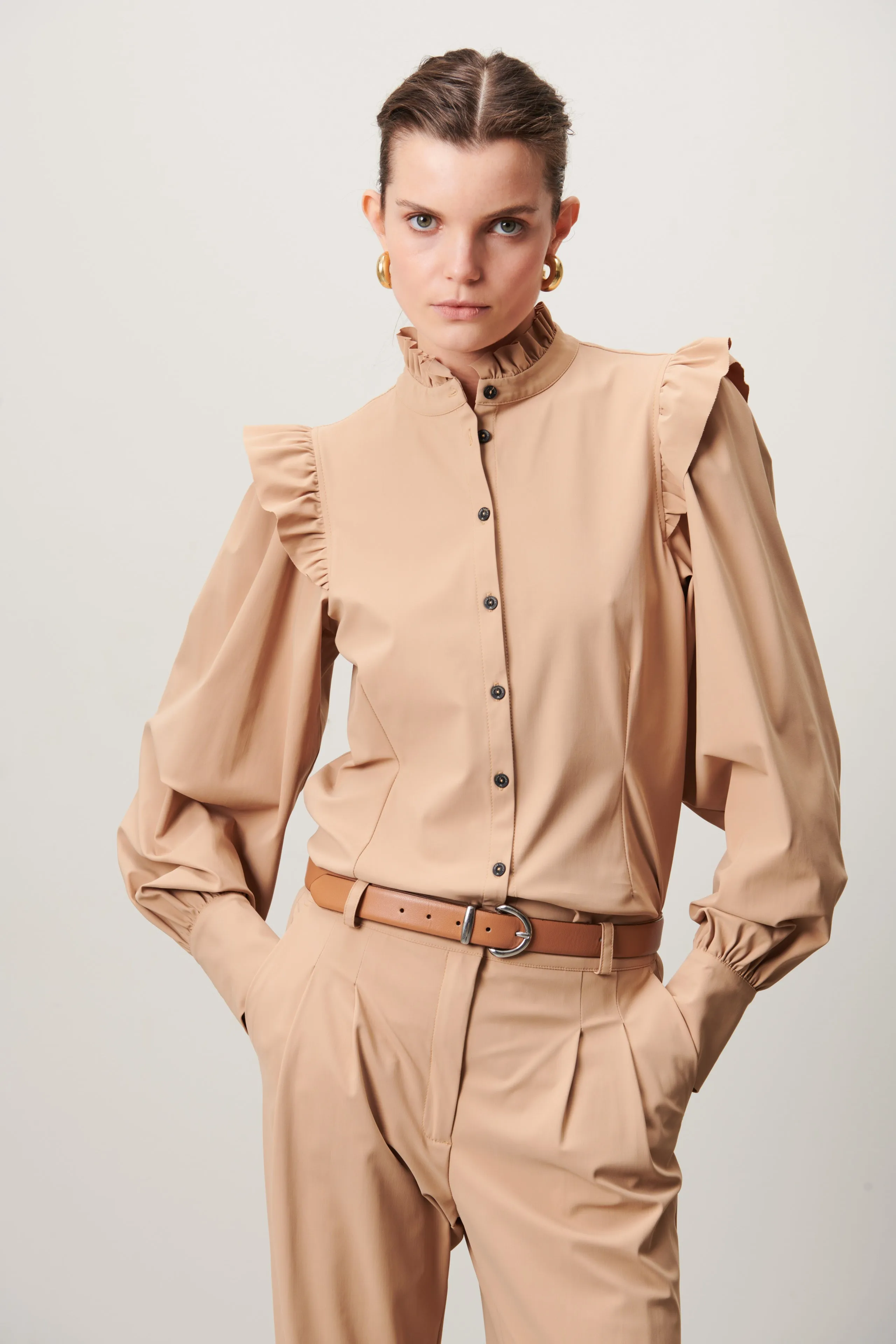 Kim Blouse Technical Jersey | Beige