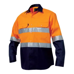 King Gee Originals Hi-Vis Reflective Two Tone Long Sleeve Work Shirt (K54315)