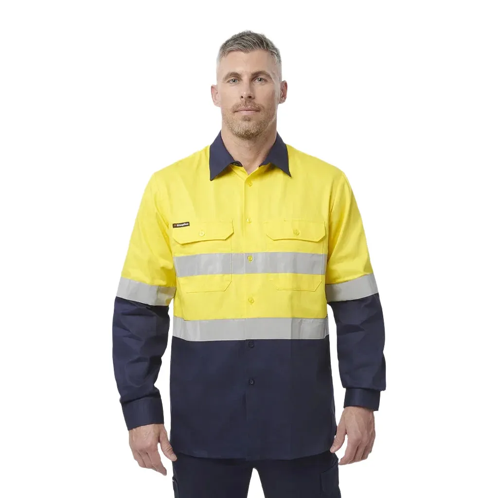 King Gee Originals Hi-Vis Reflective Two Tone Long Sleeve Work Shirt (K54315)