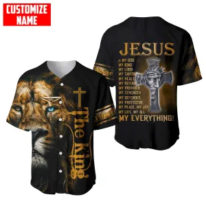 Lion My God My King Cross Custom Baseball Jersey - Personalized Jesus Baseball Jersey For Men and Women