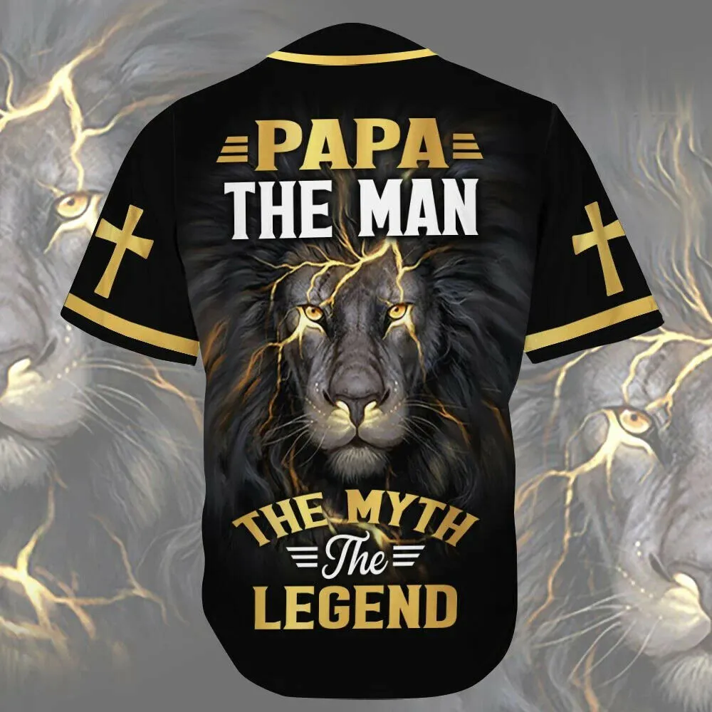 Lion Papa The Man The Legend Cross Custom Baseball Jersey - Personalized Jesus Baseball Jersey For Men and Women